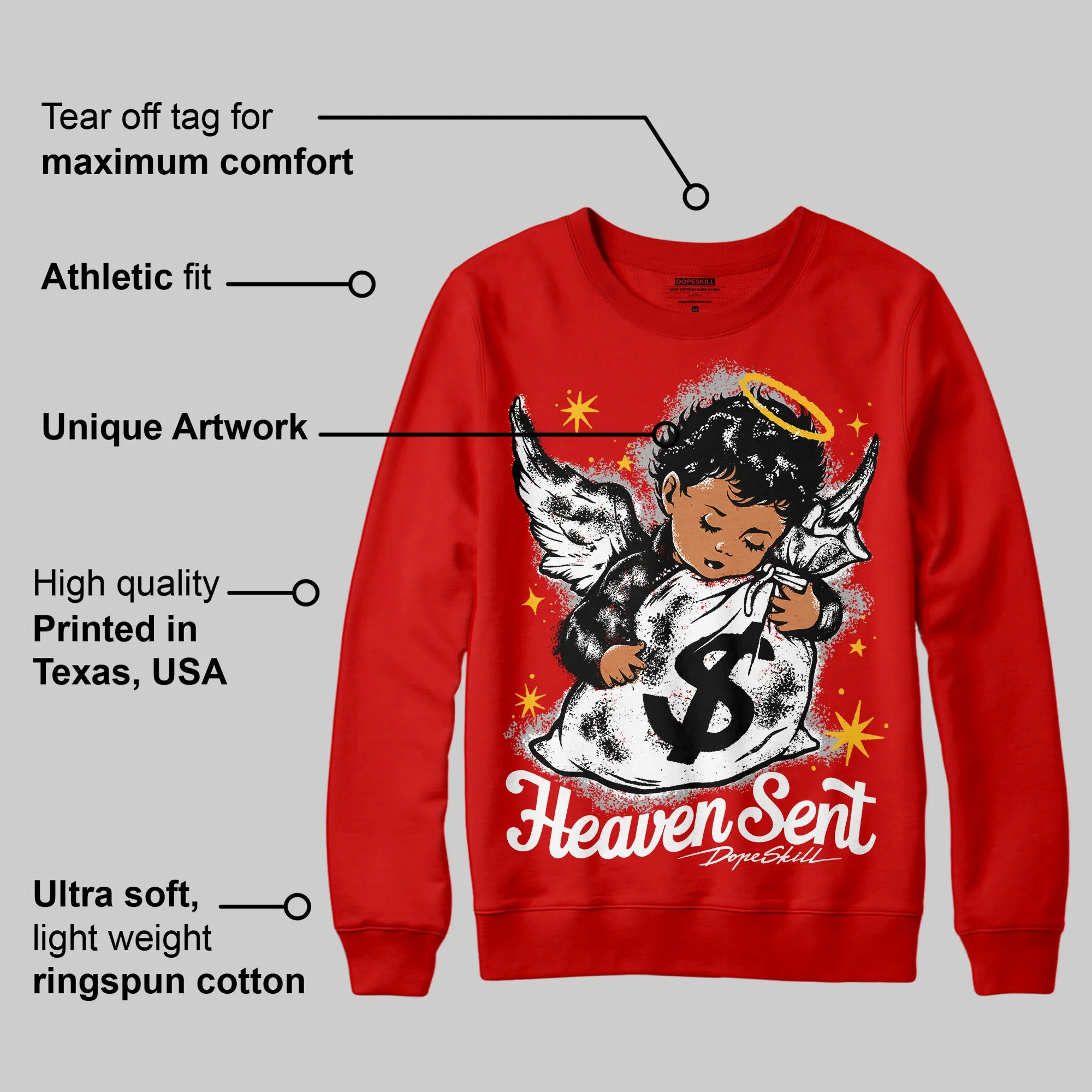 Bred Velvet 11s DopeSkill Red Sweatshirt Heaven Sent Graphic sold by DopeSkill product image thumbnail 2