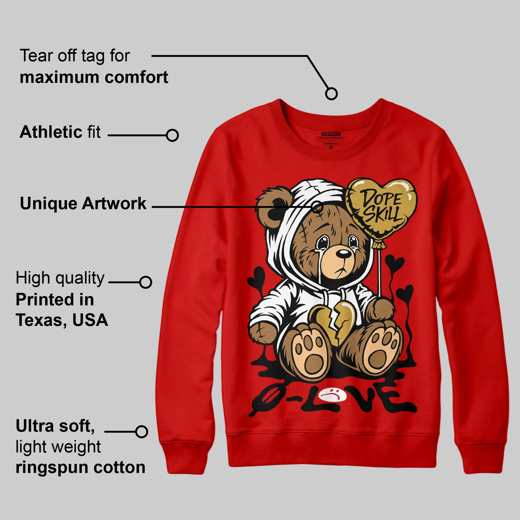 Bred Velvet 11s DopeSkill Red Sweatshirt Broken Bear Graphic sold by DopeSkill product image thumbnail 2