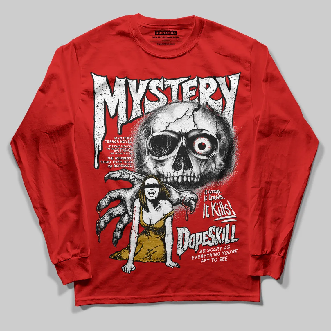 Bred Velvet 11s DopeSkill Red Long Sleeve T-Shirt Mystery Ghostly Grasp Graphic sold by DopeSkill
