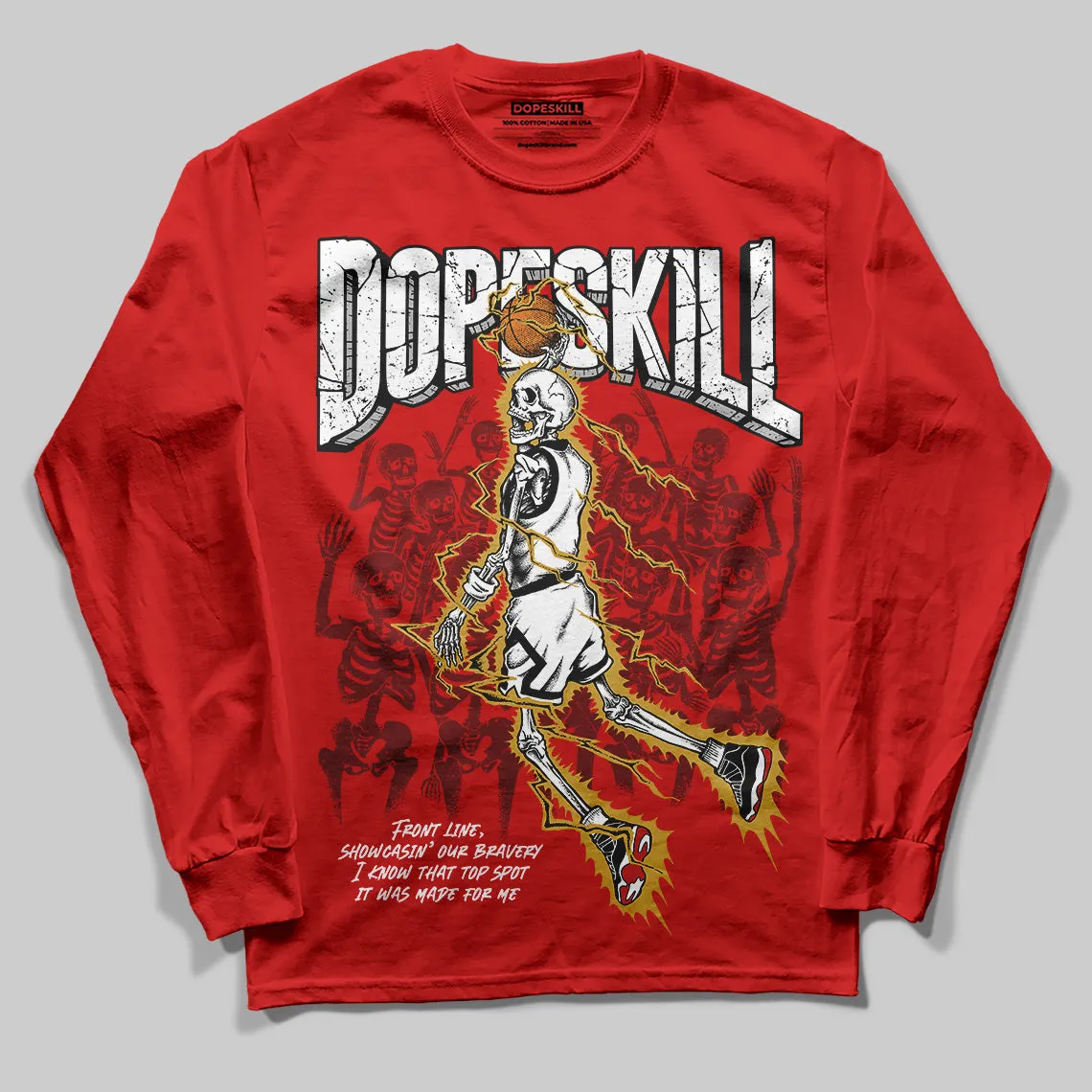 Bred Velvet 11s DopeSkill Red Long Sleeve T-Shirt Thunder Dunk Graphic sold by DopeSkill