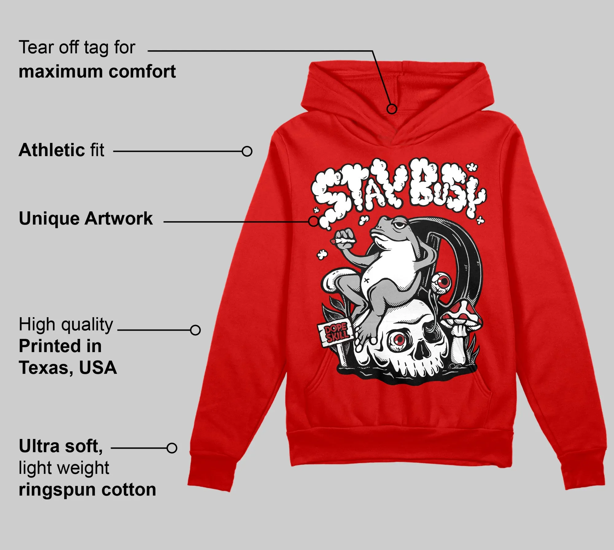 Bred Velvet 11s DopeSkill Red Hoodie Sweatshirt Stay Busy Graphic sold by DopeSkill product image thumbnail 2