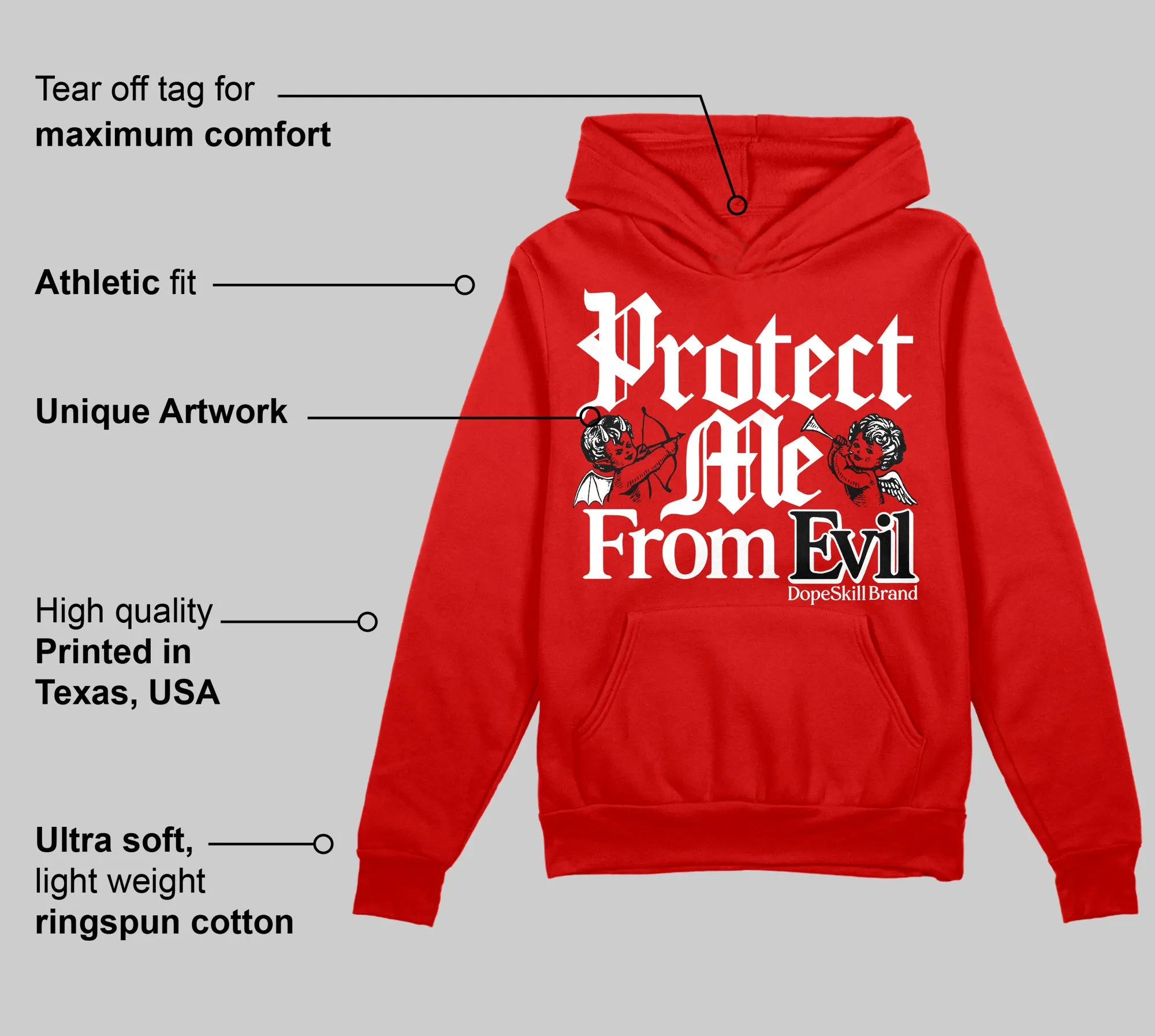 Bred Velvet 11s DopeSkill Red Hoodie Sweatshirt Protect Me From Evil Graphic sold by DopeSkill product image thumbnail 2