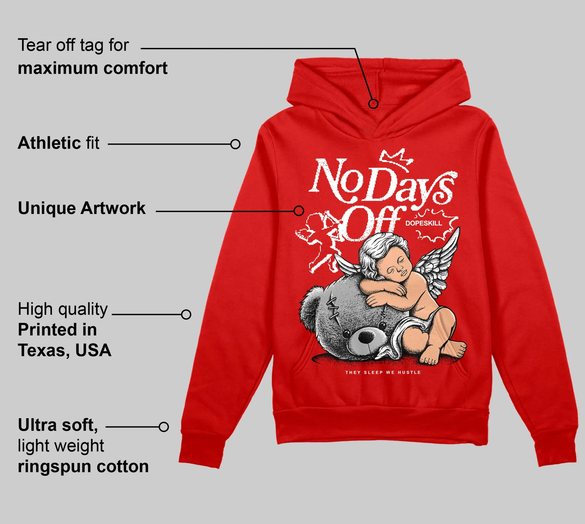 Bred Velvet 11s DopeSkill Red Hoodie Sweatshirt New No Days Off Graphic sold by DopeSkill product image thumbnail 2