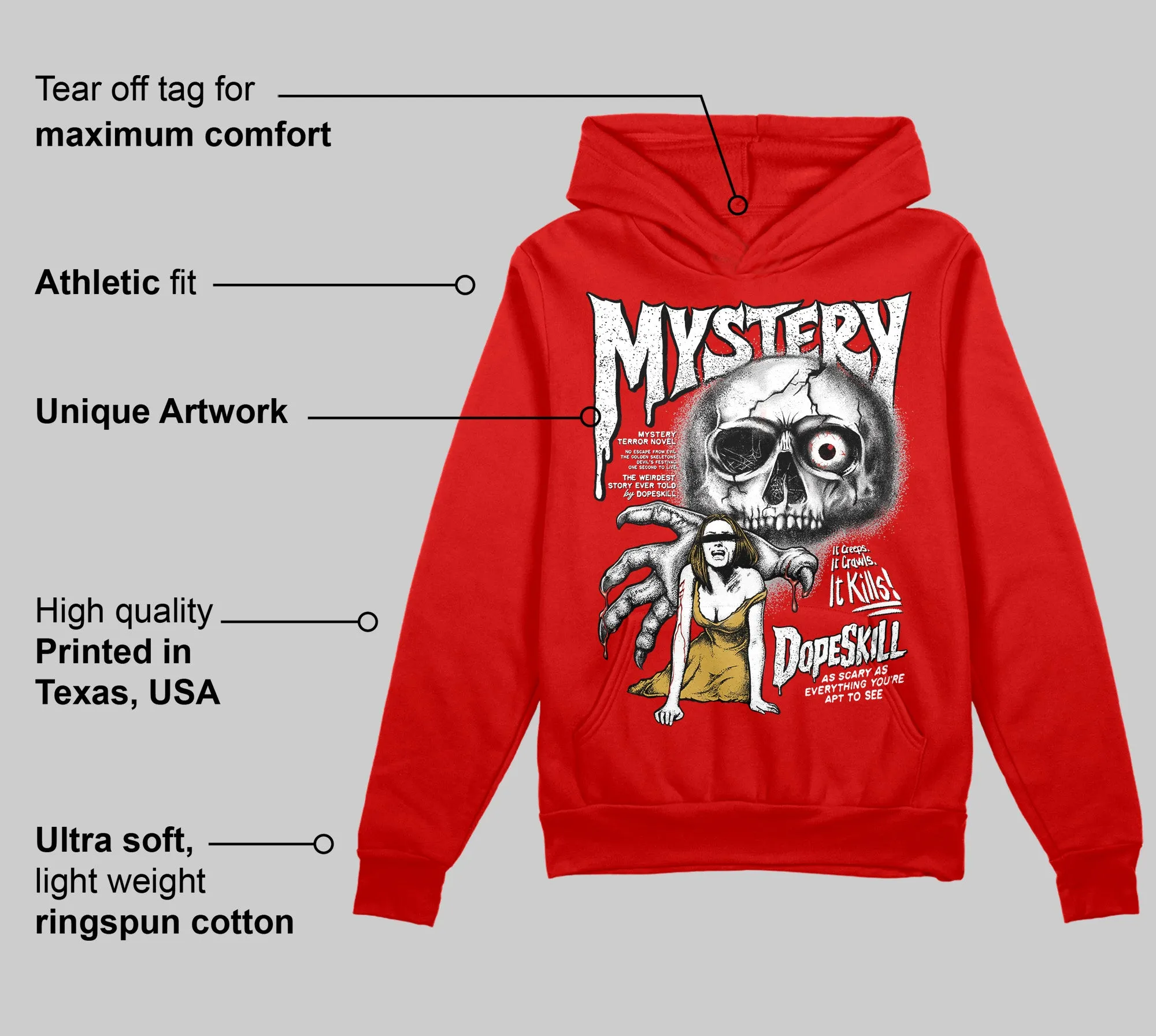 Bred Velvet 11s DopeSkill Red Hoodie Sweatshirt Mystery Ghostly Grasp Graphic sold by DopeSkill product image thumbnail 2