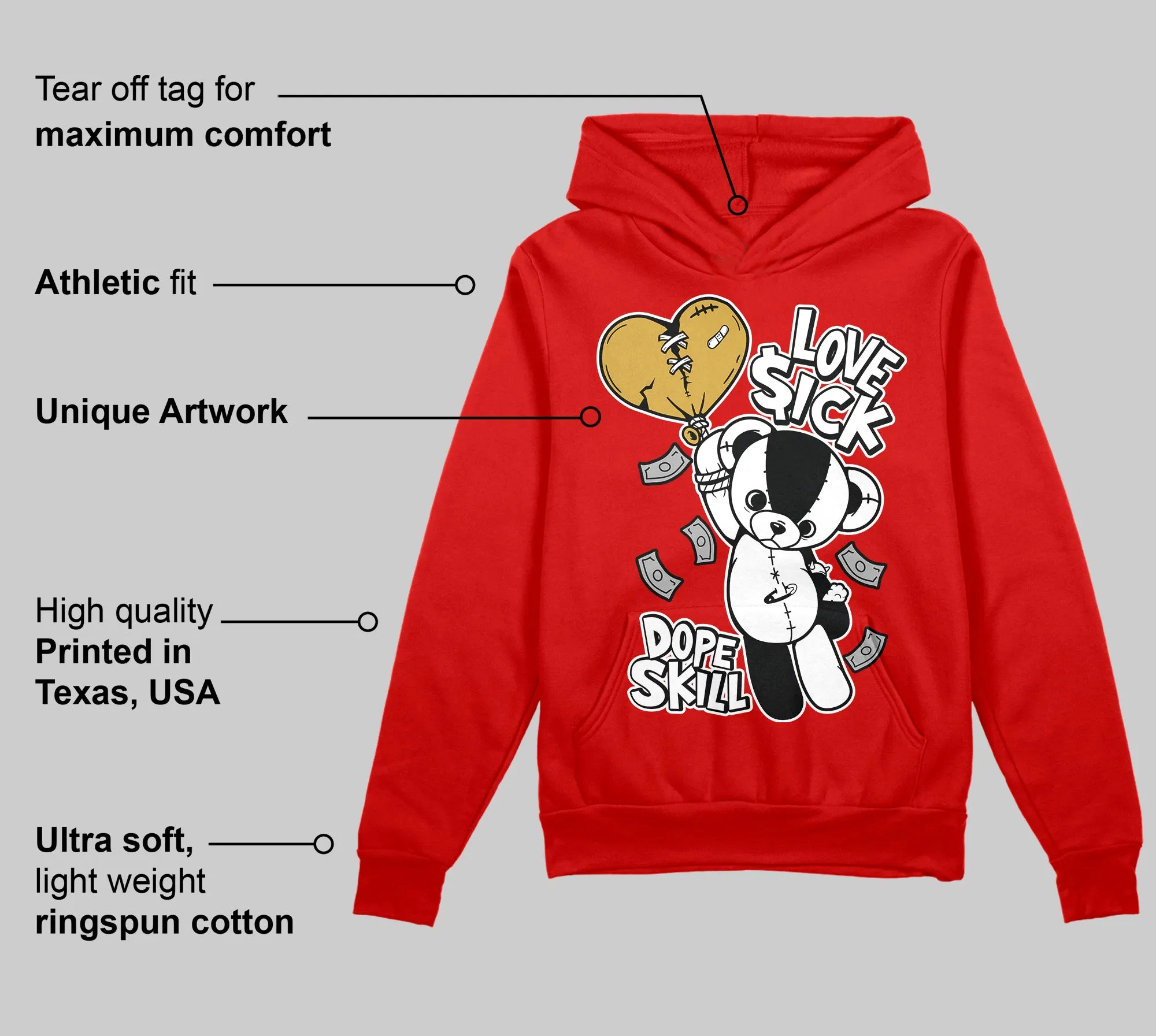 Bred Velvet 11s DopeSkill Red Hoodie Sweatshirt Love Sick Graphic sold by DopeSkill product image thumbnail 2