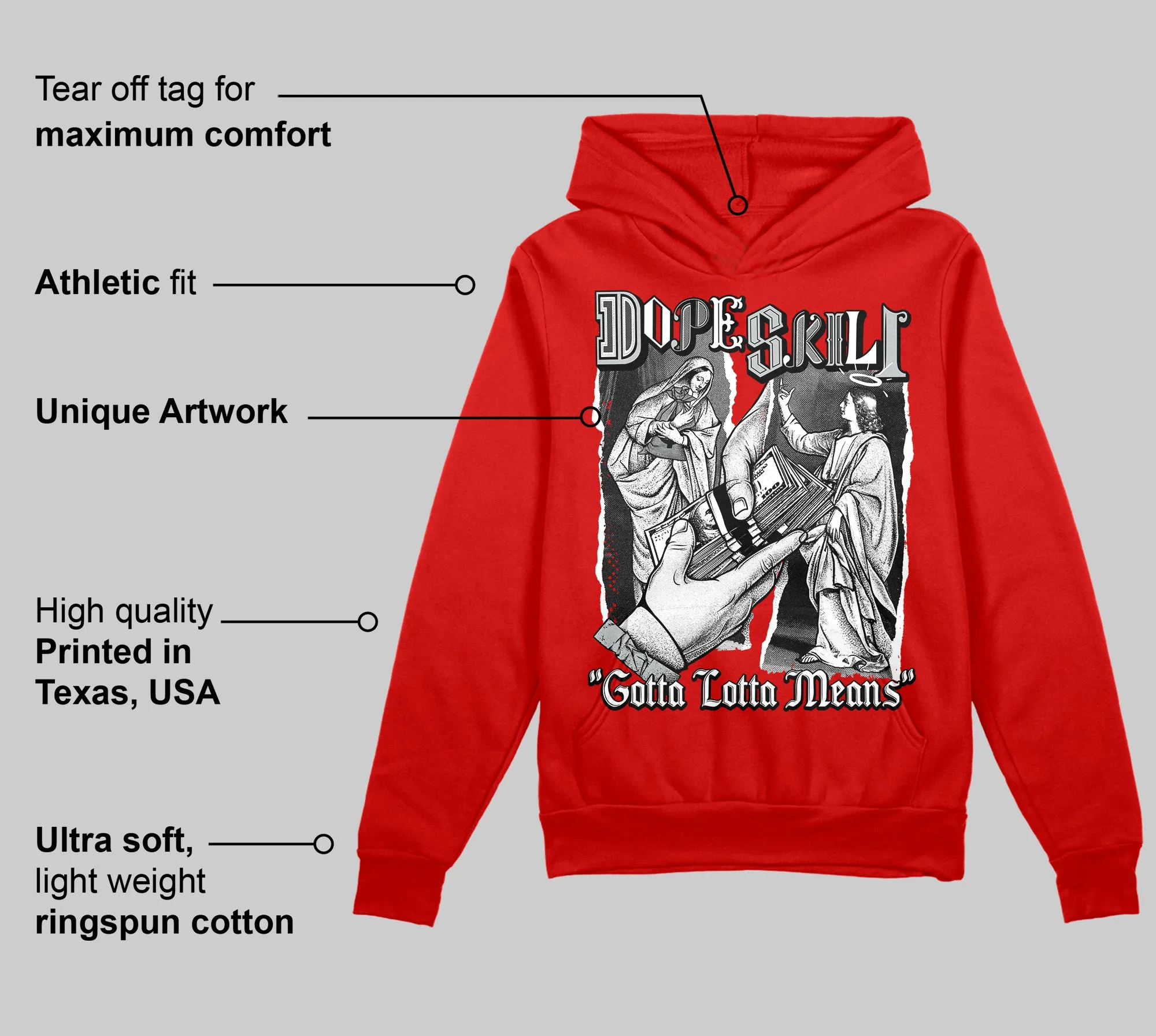 Bred Velvet 11s DopeSkill Red Hoodie Sweatshirt Gotta Lotta Means Graphic sold by DopeSkill product image thumbnail 2