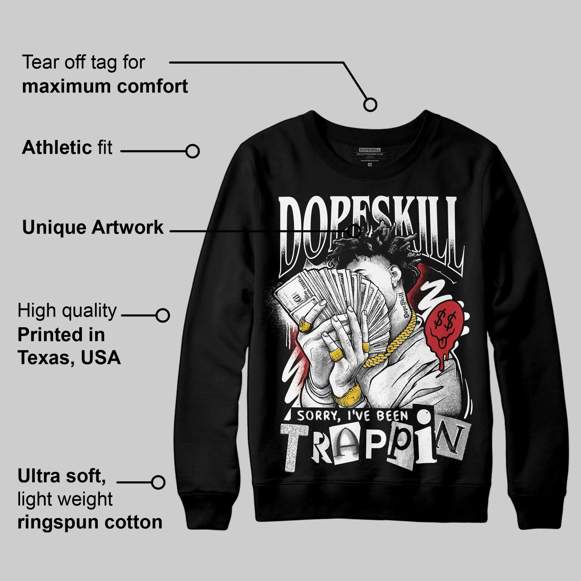 Bred Velvet 11s DopeSkill Sweatshirt Sorry I've Been Trappin Graphic sold by DopeSkill product image thumbnail 3