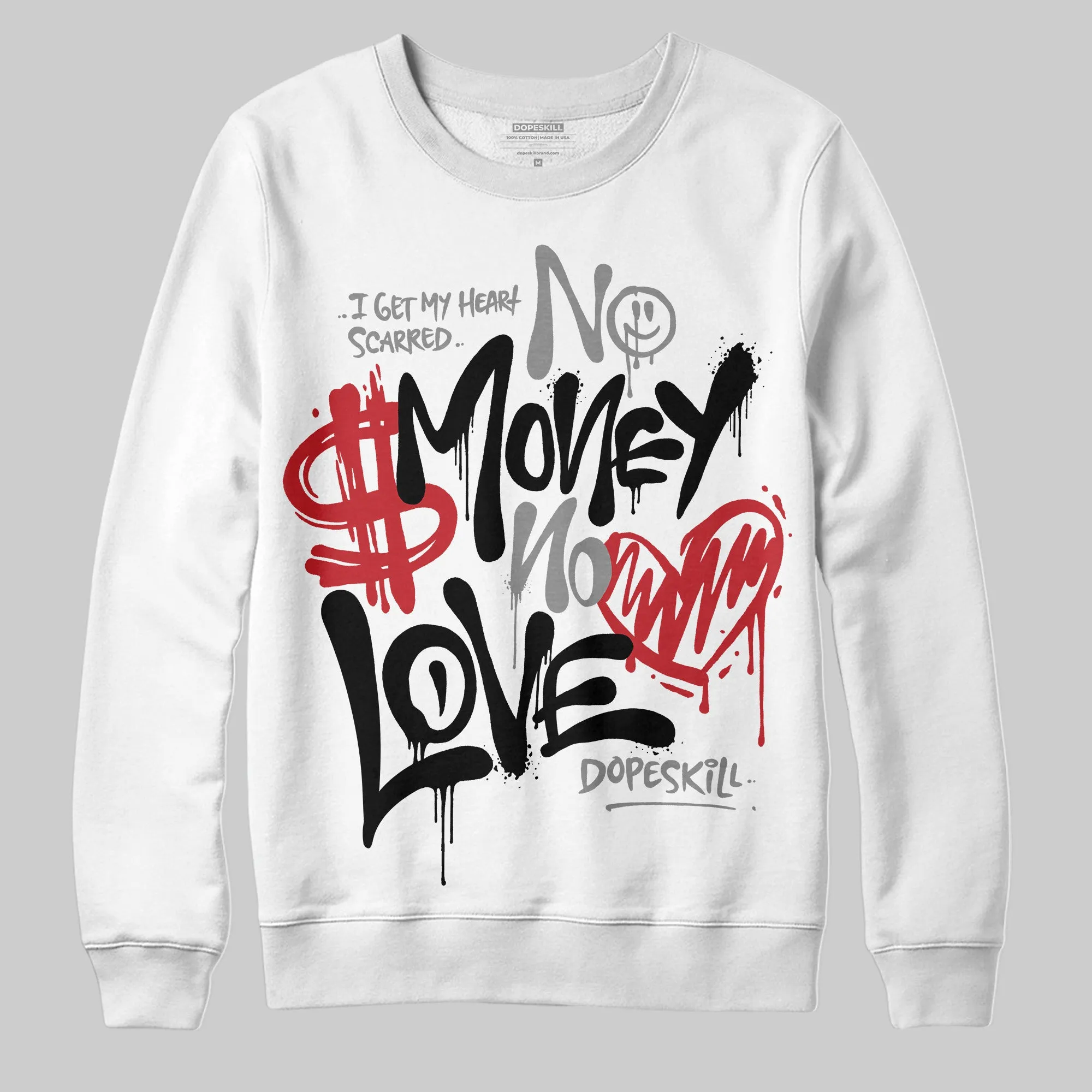 Bred Velvet 11s DopeSkill Sweatshirt No Money No Love Typo Graphic sold by DopeSkill product image thumbnail 2