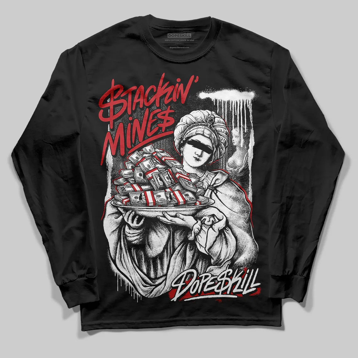 Bred Velvet 11s DopeSkill Long Sleeve T-Shirt Stackin Mines Graphic sold by DopeSkill