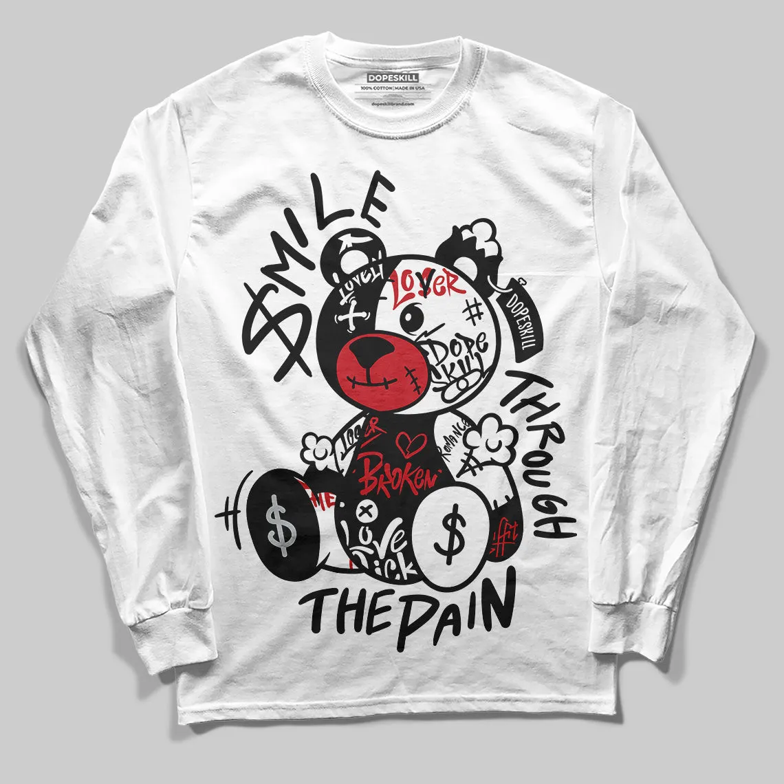 Bred Velvet 11s DopeSkill Long Sleeve T-Shirt Smile Through The Pain Graphic sold by DopeSkill product image thumbnail 2