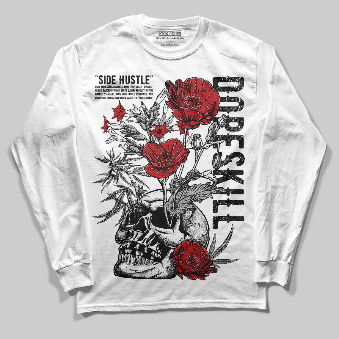 Bred Velvet 11s DopeSkill Long Sleeve T-Shirt Side Hustle Graphic sold by DopeSkill product image thumbnail 2