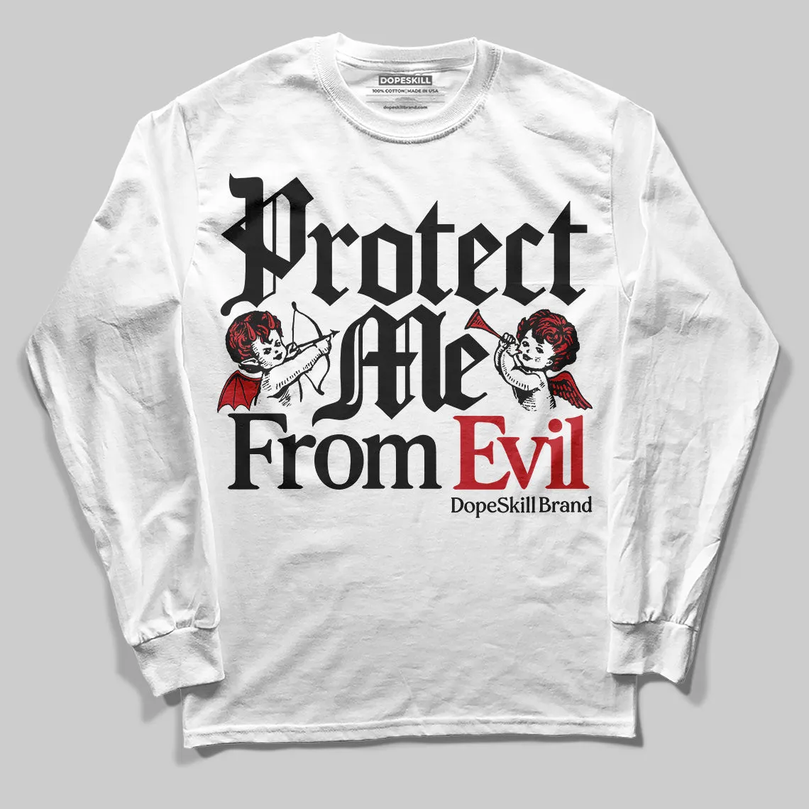 Bred Velvet 11s DopeSkill Long Sleeve T-Shirt Protect Me From Evil Graphic sold by DopeSkill product image thumbnail 2