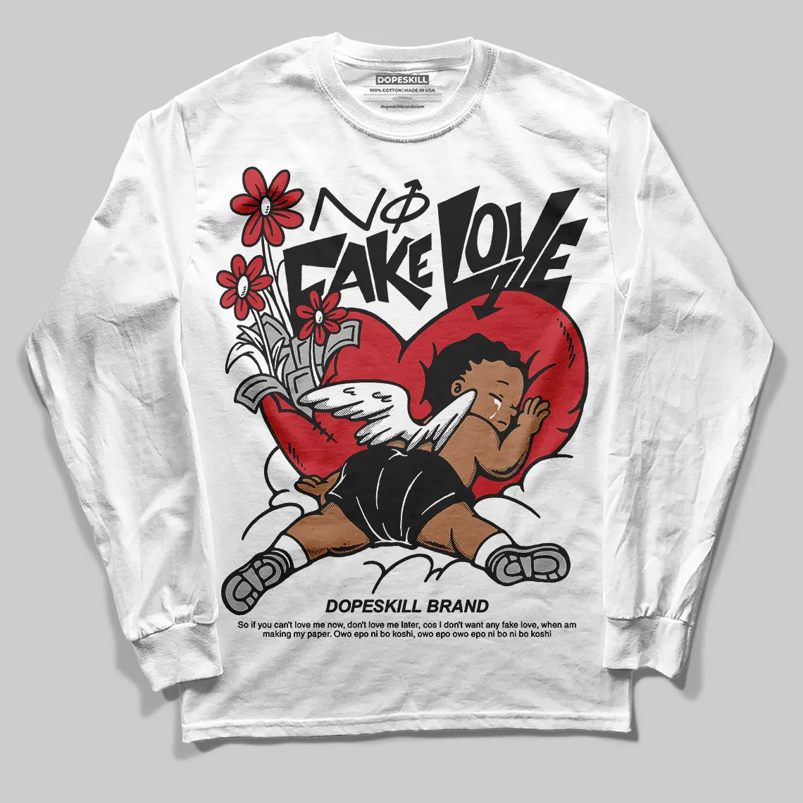 Bred Velvet 11s DopeSkill Long Sleeve T-Shirt No Fake Love Graphic sold by DopeSkill product image thumbnail 2