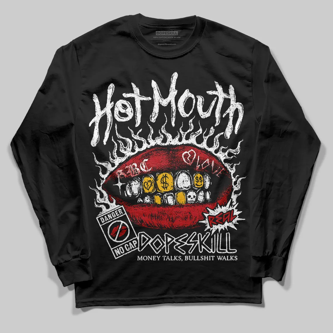 Bred Velvet 11s DopeSkill Long Sleeve T-Shirt Hot Mouth Graphic sold by DopeSkill
