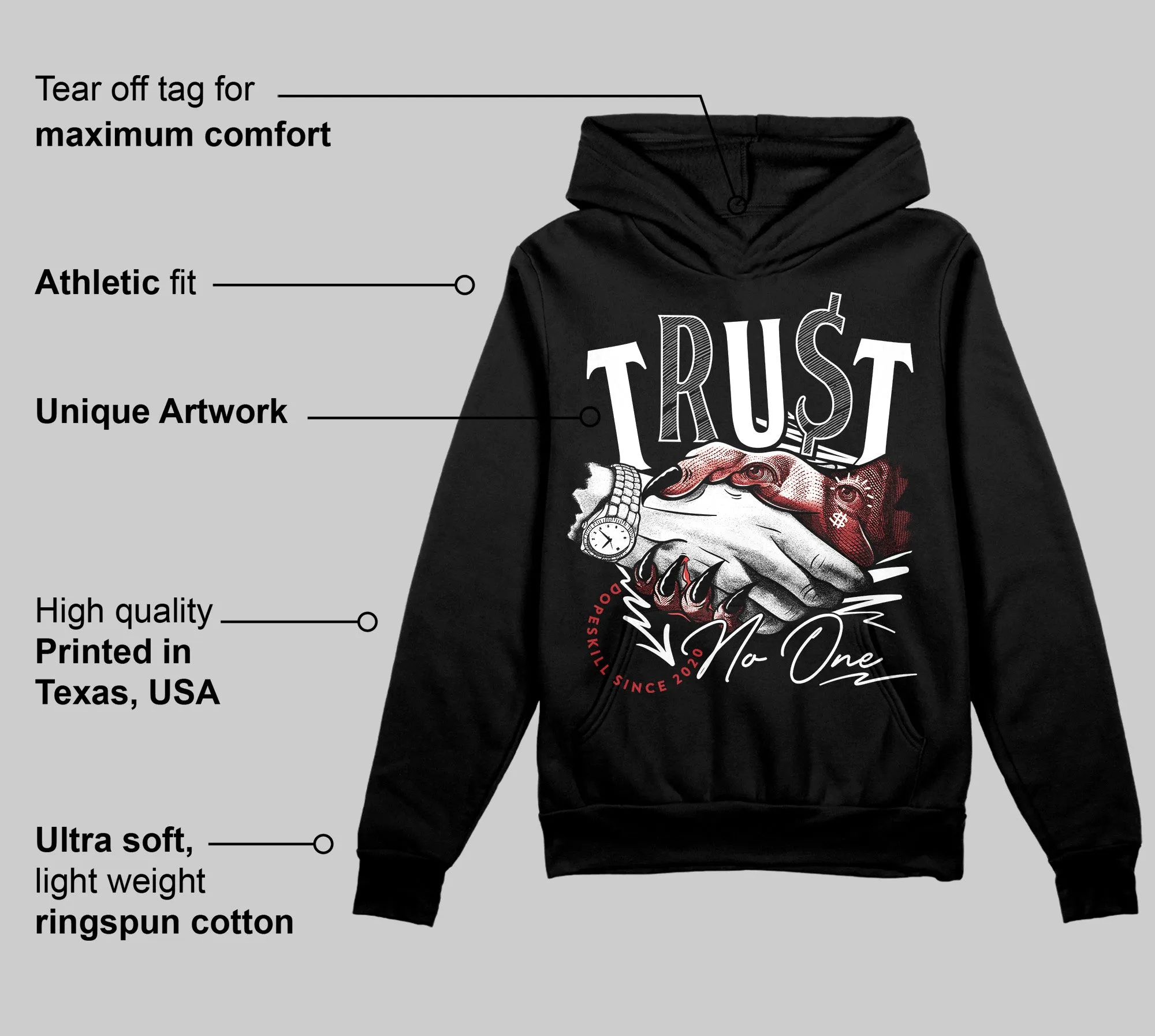 Bred Velvet 11s DopeSkill Hoodie Sweatshirt Trust No One Graphic sold by DopeSkill product image thumbnail 3