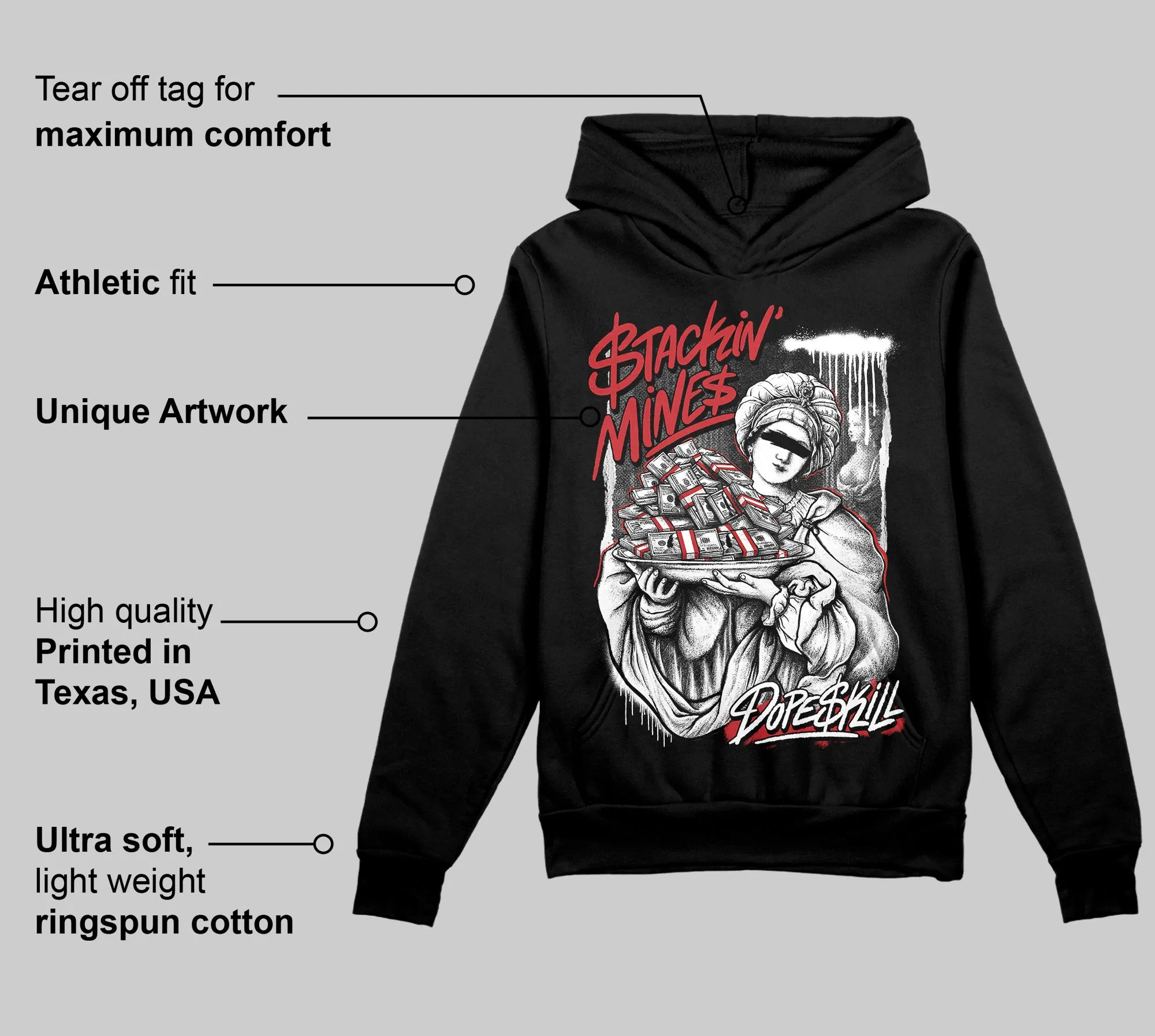 Bred Velvet 11s DopeSkill Hoodie Sweatshirt Stackin Mines Graphic sold by DopeSkill product image thumbnail 3