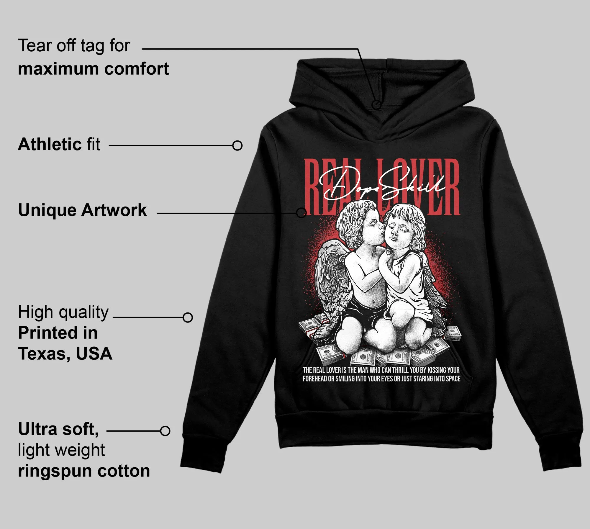 Bred Velvet 11s DopeSkill Hoodie Sweatshirt Real Lover Graphic sold by DopeSkill product image thumbnail 3
