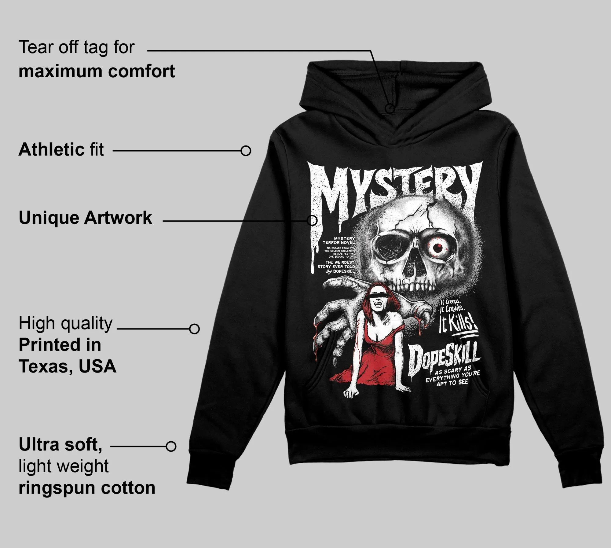 Bred Velvet 11s DopeSkill Hoodie Sweatshirt Mystery Ghostly Grasp Graphic sold by DopeSkill product image thumbnail 3