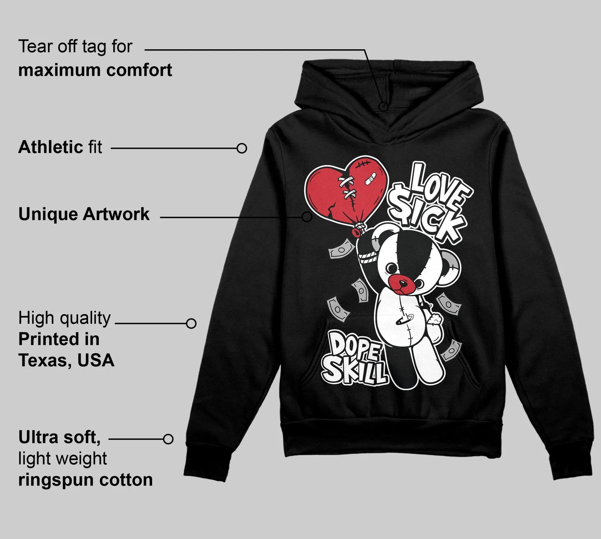 Bred Velvet 11s DopeSkill Hoodie Sweatshirt Love Sick Graphic sold by DopeSkill product image thumbnail 3