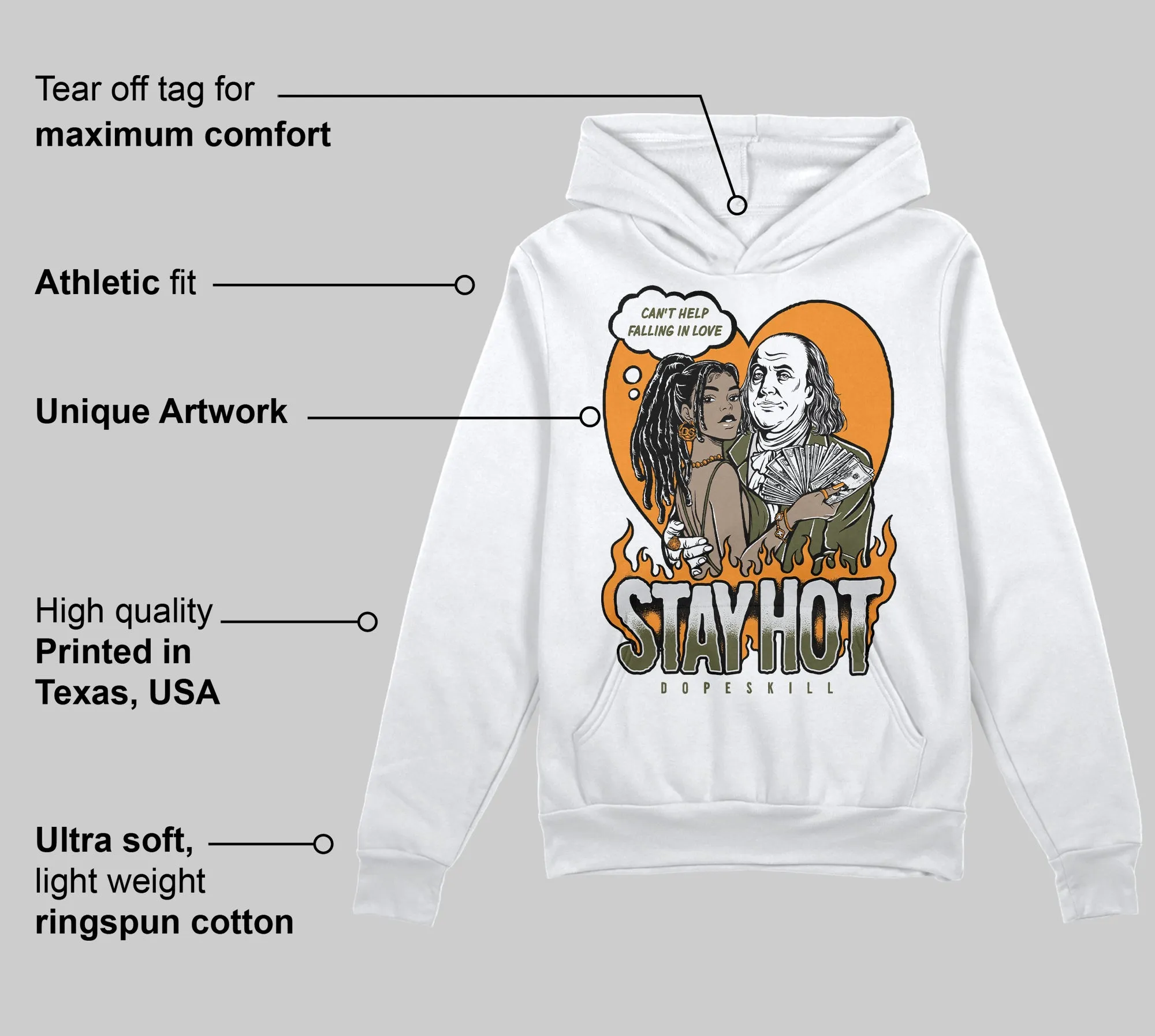 Olive 5s DopeSkill Hoodie Sweatshirt Stay Hot Graphic sold by DopeSkill product image thumbnail 3