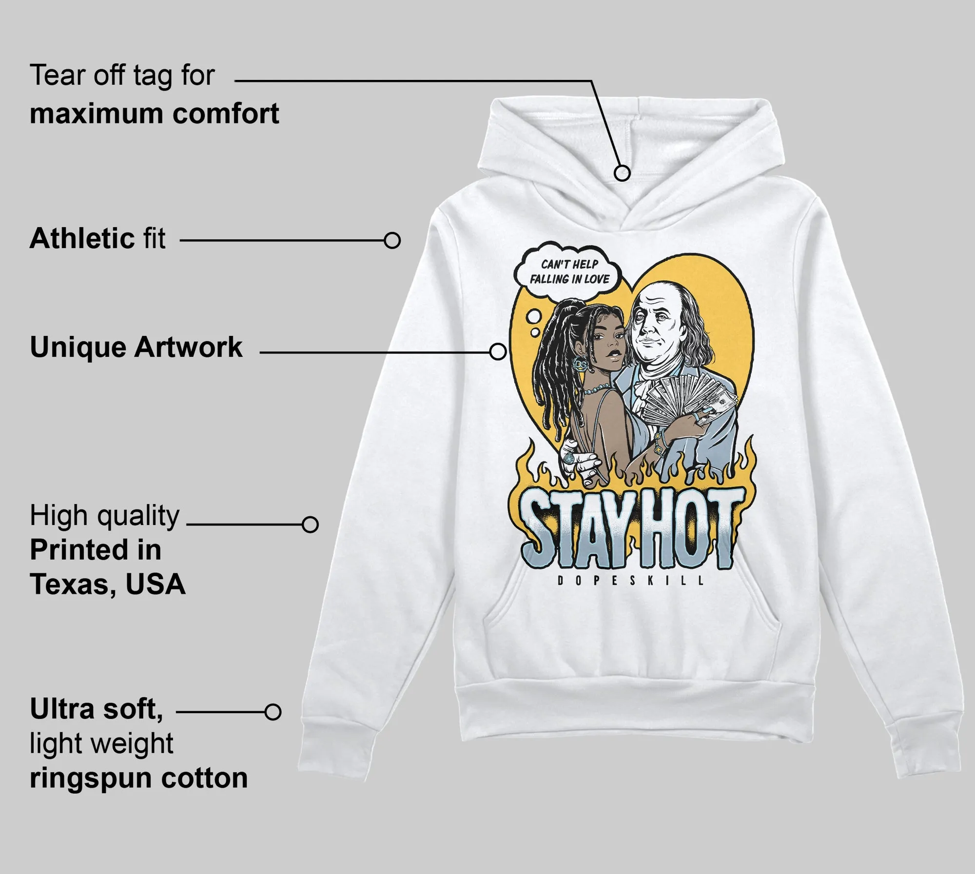 Blue Grey 13s DopeSkill Hoodie Sweatshirt Stay Hot Graphic sold by DopeSkill product image thumbnail 3