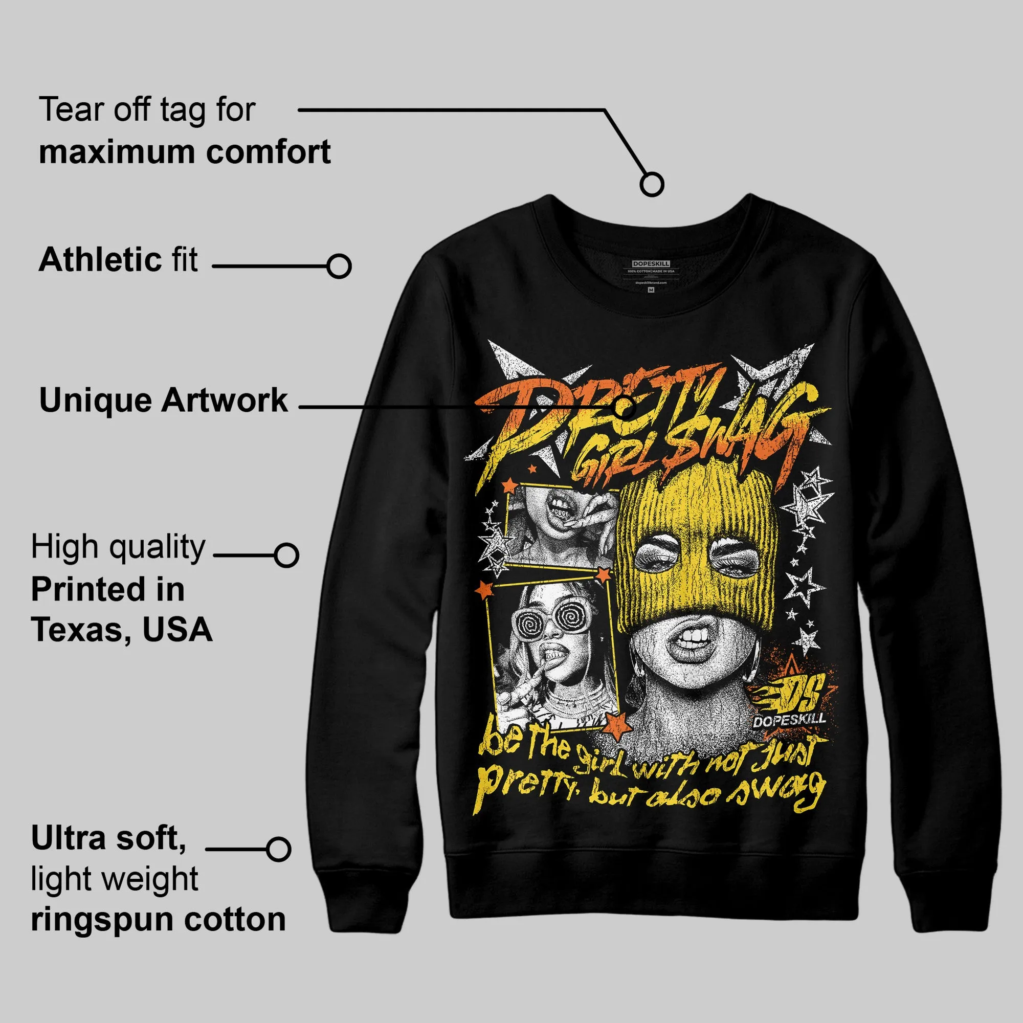 Black Tour Yellow AJ 4 Thunder DopeSkill Sweatshirt Pretty Girl Swag Graphic sold by DopeSkill product image thumbnail 3