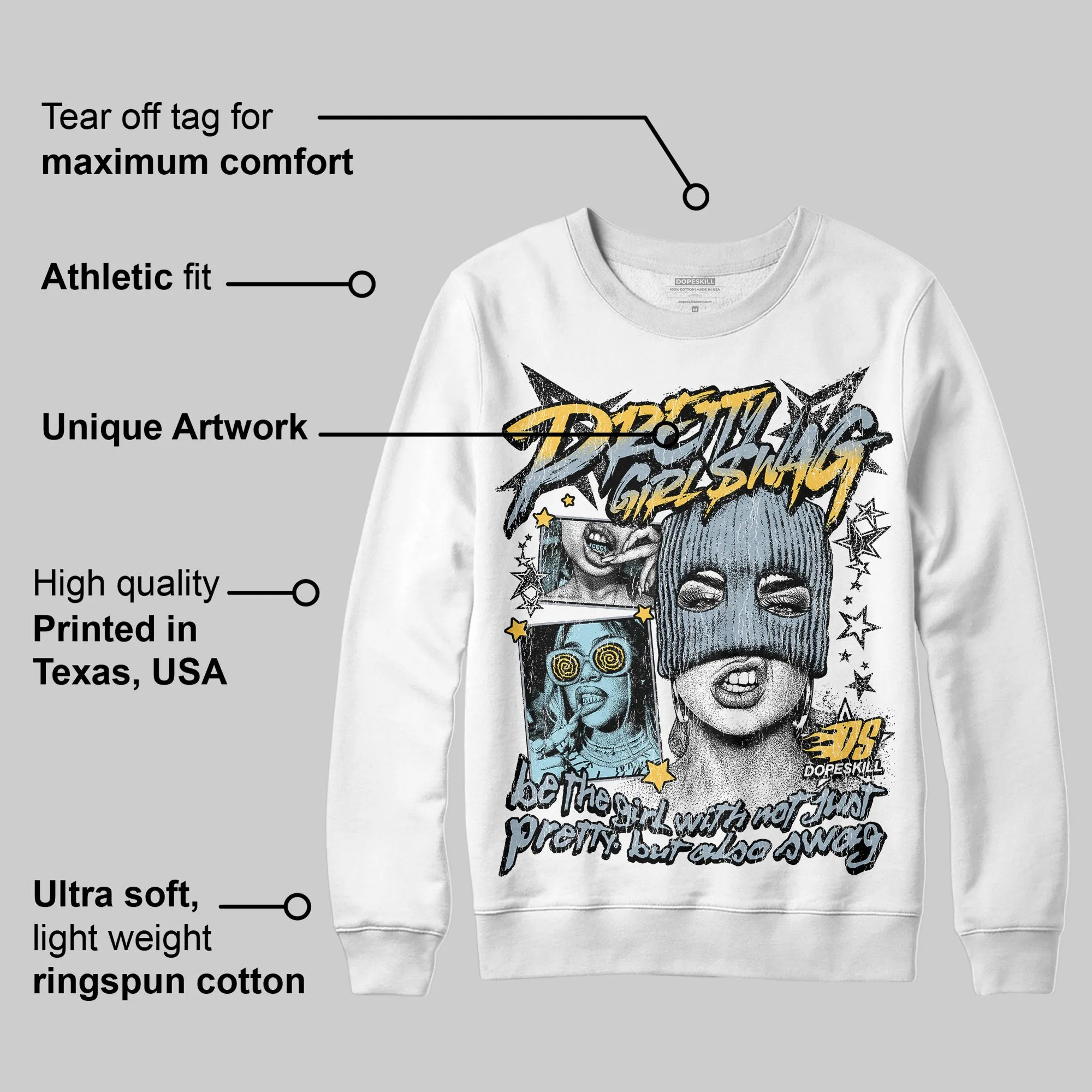 Blue Grey 13s DopeSkill Sweatshirt Pretty Girl Swag Graphic sold by DopeSkill product image thumbnail 3