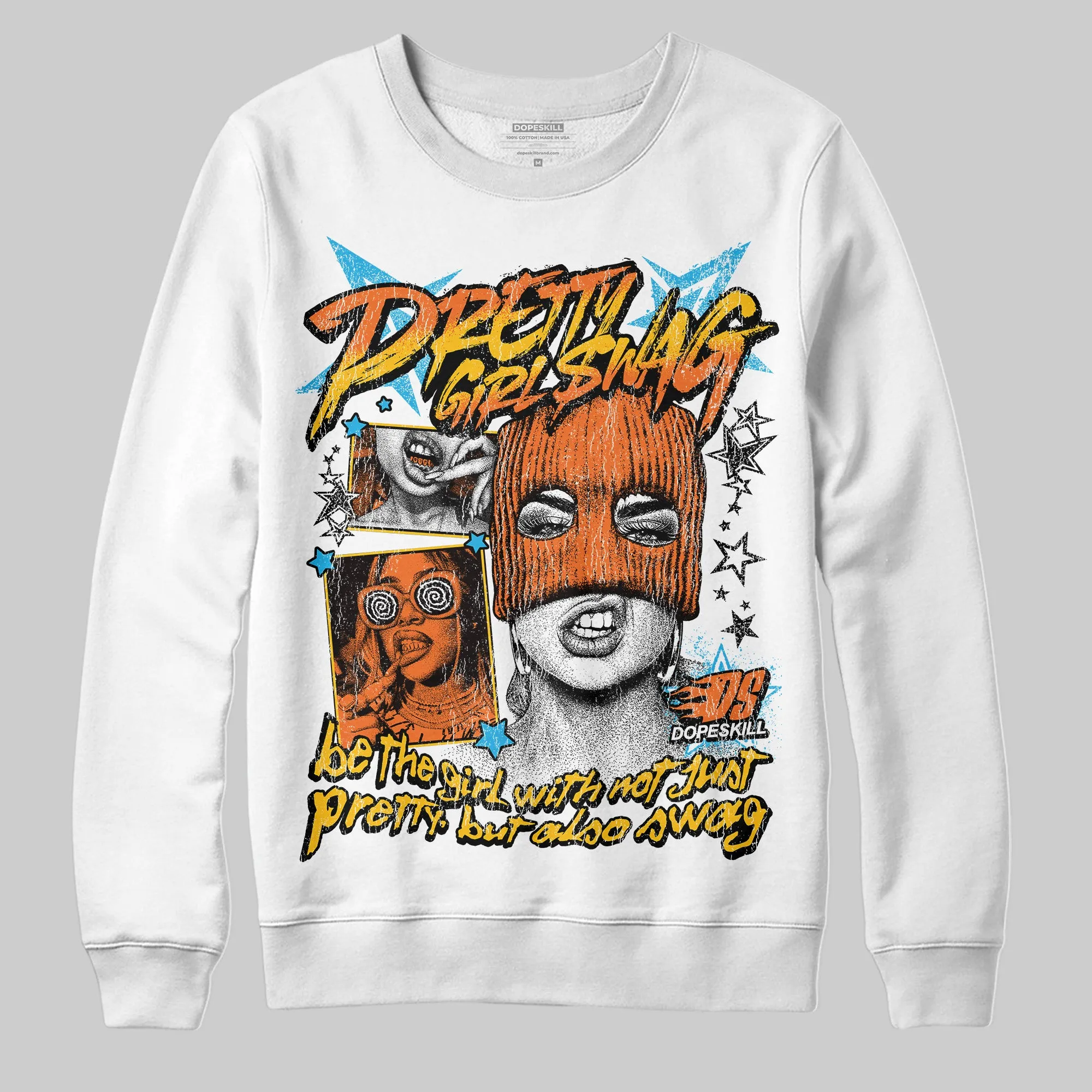 Orange Black White DopeSkill Sweatshirt Pretty Girl Swag Graphic sold by DopeSkill
