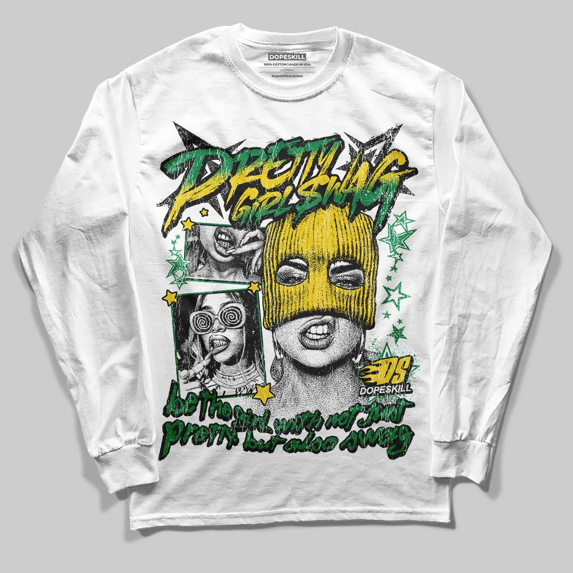 Lucky Green 5s DopeSkill Long Sleeve T-Shirt Pretty Girl Swag Graphic sold by DopeSkill