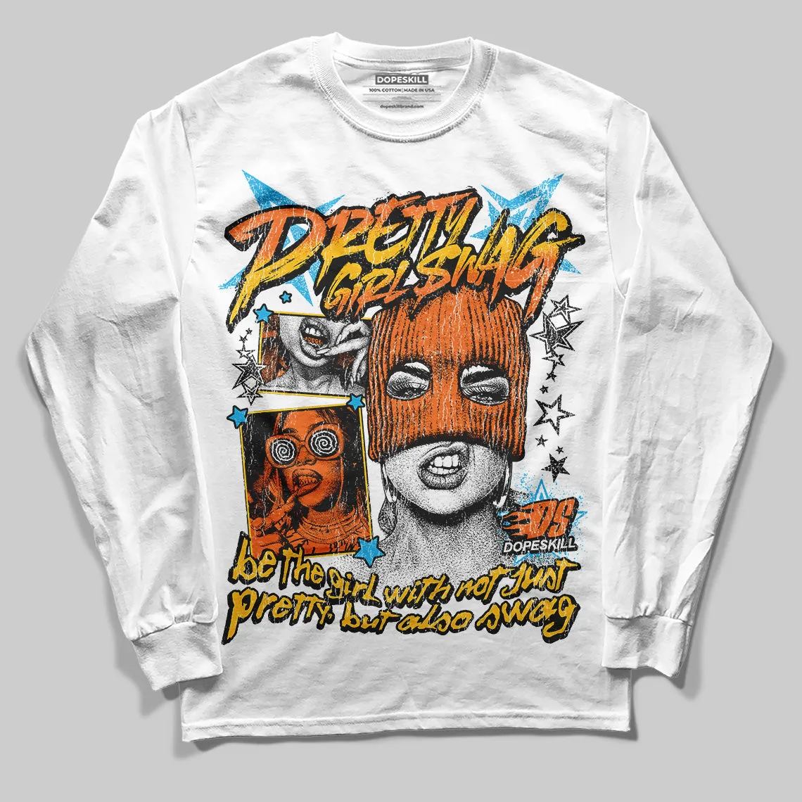 Orange Black White DopeSkill Long Sleeve T-Shirt Pretty Girl Swag Graphic sold by DopeSkill