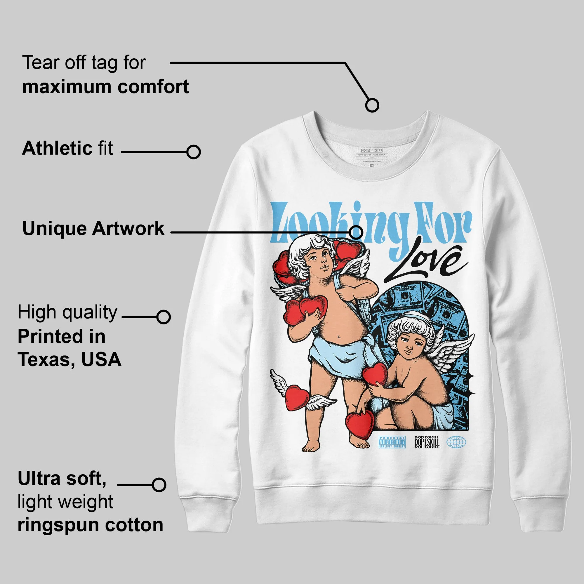 Legend Blue 11s DopeSkill Sweatshirt Looking For Love Graphic sold by DopeSkill product image thumbnail 3