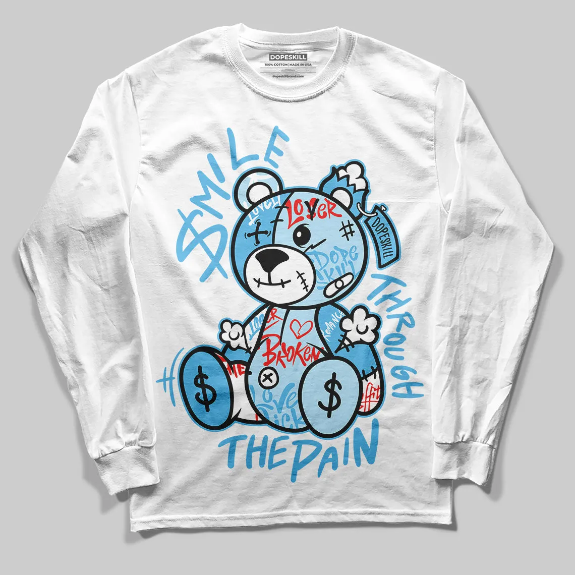 Legend Blue 11s DopeSkill Long Sleeve T-Shirt Smile Through The Pain Graphic sold by DopeSkill