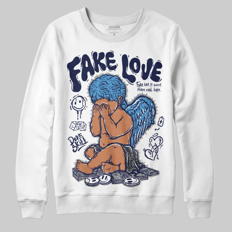 Midnight Navy 3s DopeSkill Sweatshirt New Fake Love Graphic sold by DopeSkill