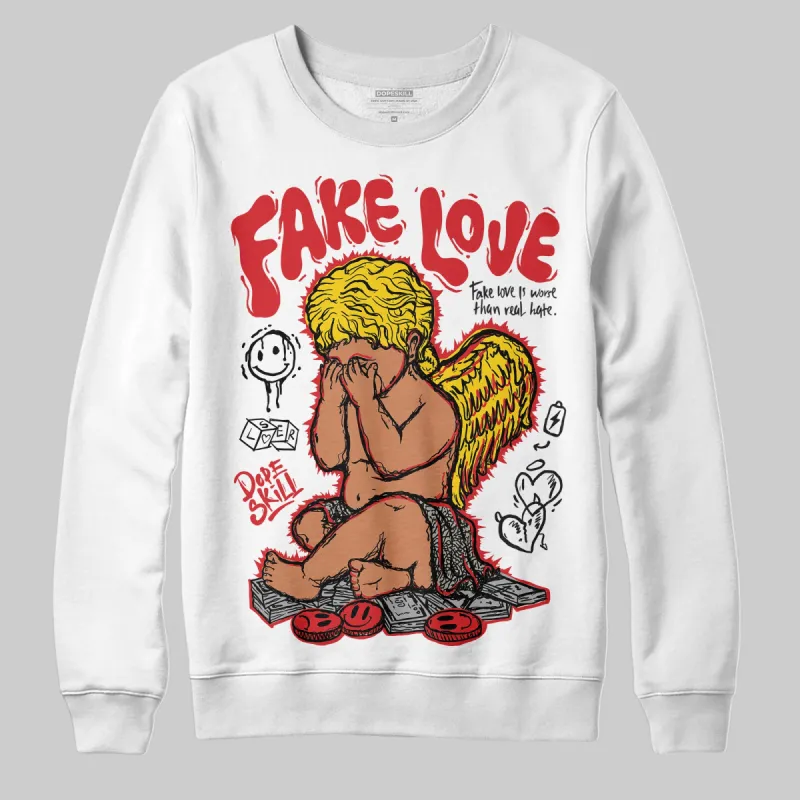 Fire Red 3s DopeSkill Sweatshirt New Fake Love Graphic sold by DopeSkill