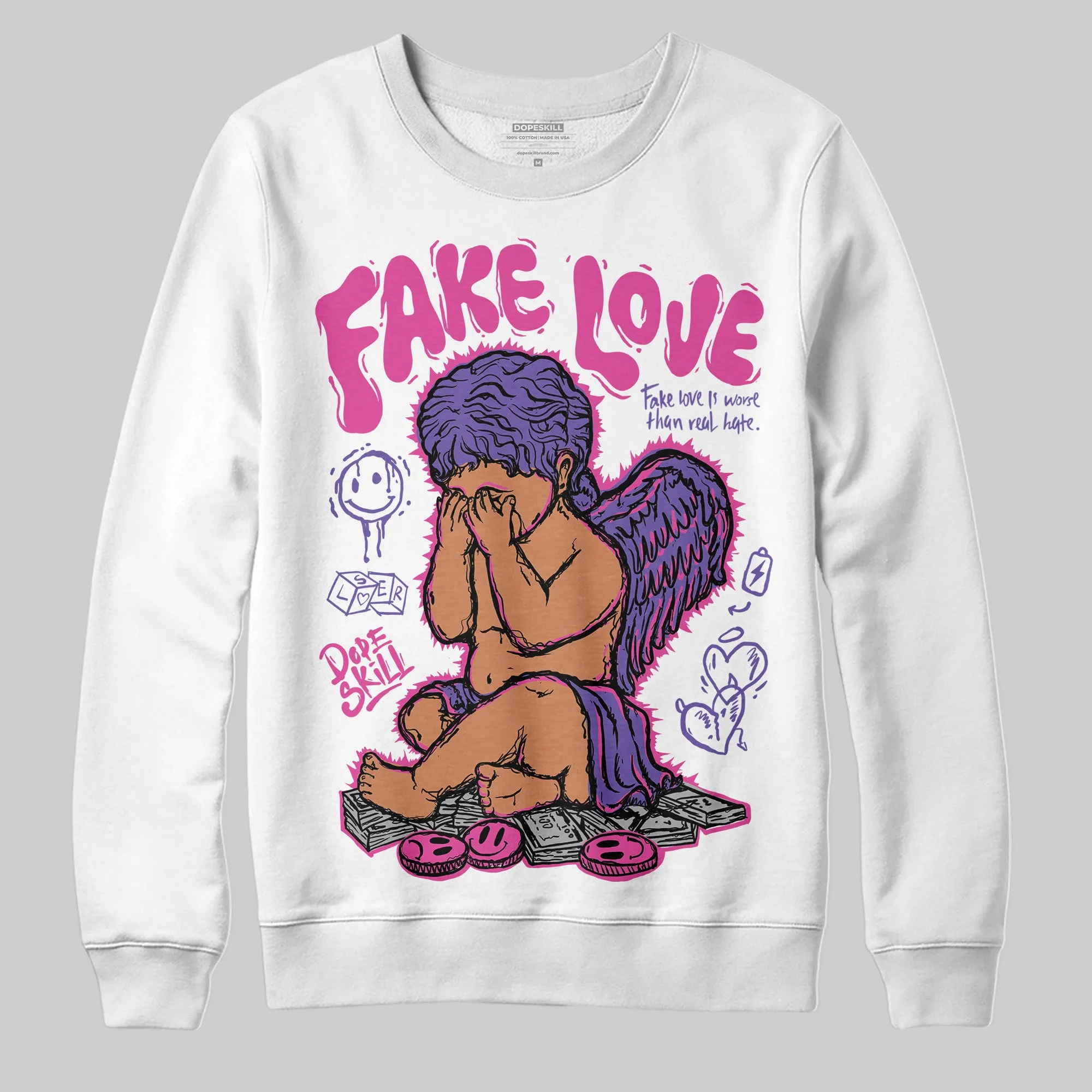 Dunk Active Fuchsia DopeSkill Sweatshirt New Fake Love Graphic sold by DopeSkill