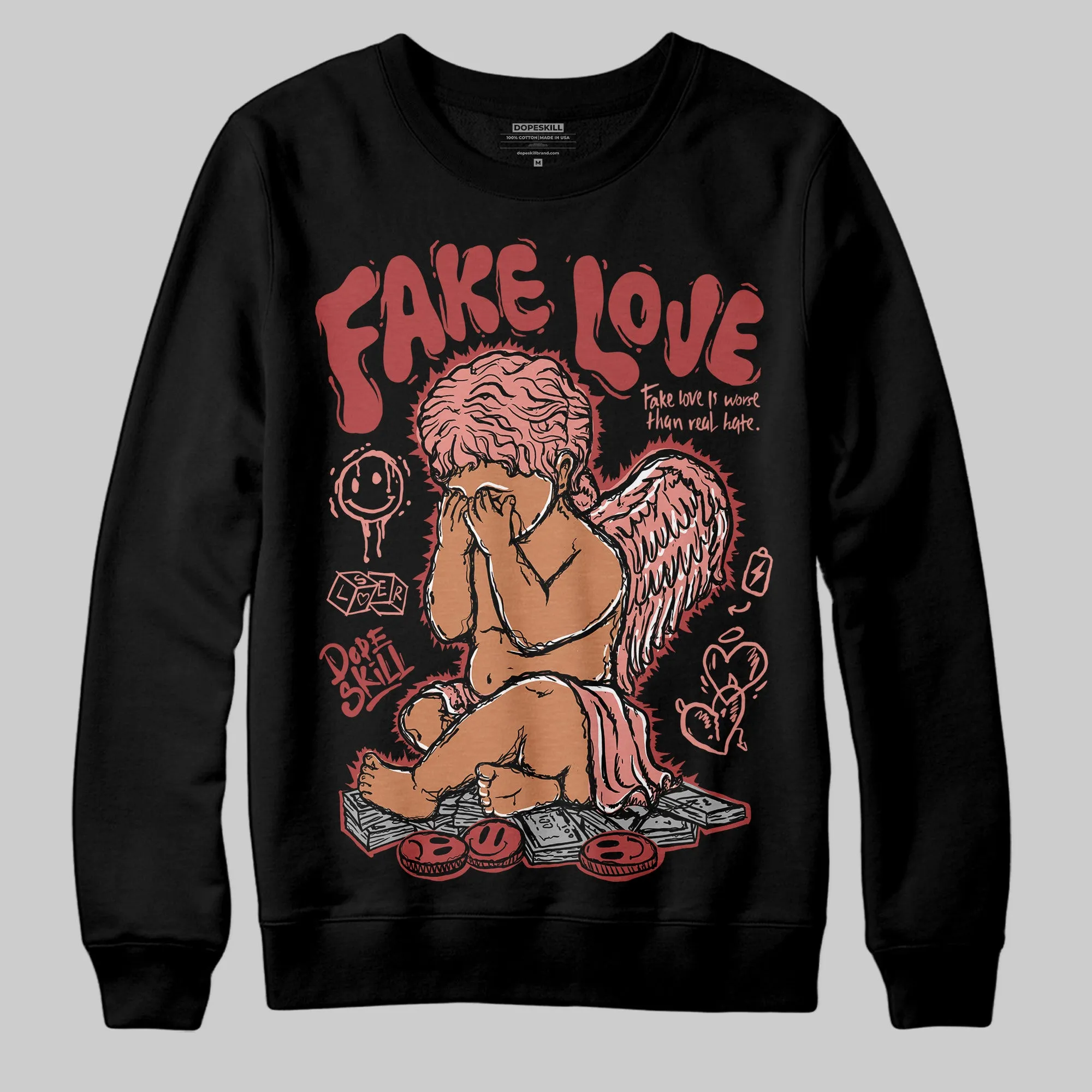 Dune Red 13s DopeSkill Sweatshirt New Fake Love Graphic sold by DopeSkill product image thumbnail 2