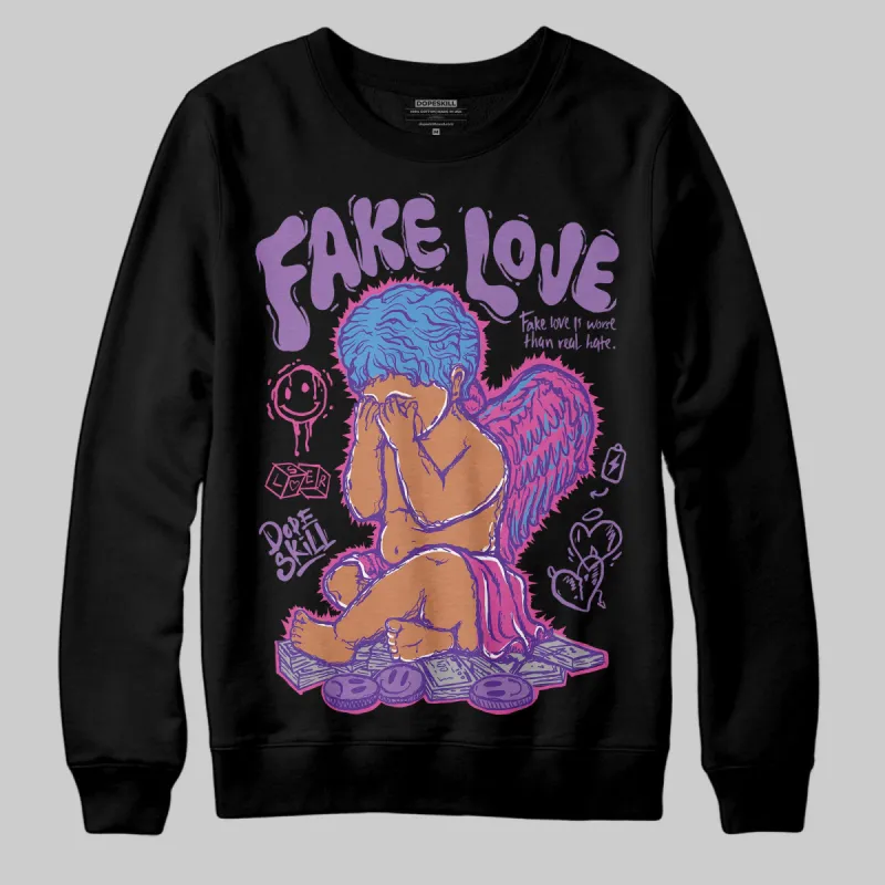 PURPLE Collection DopeSkill Sweatshirt New Fake Love Graphic sold by DopeSkill