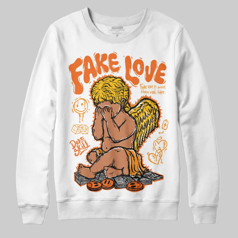 Orange Black White DopeSkill Sweatshirt New Fake Love Graphic sold by DopeSkill