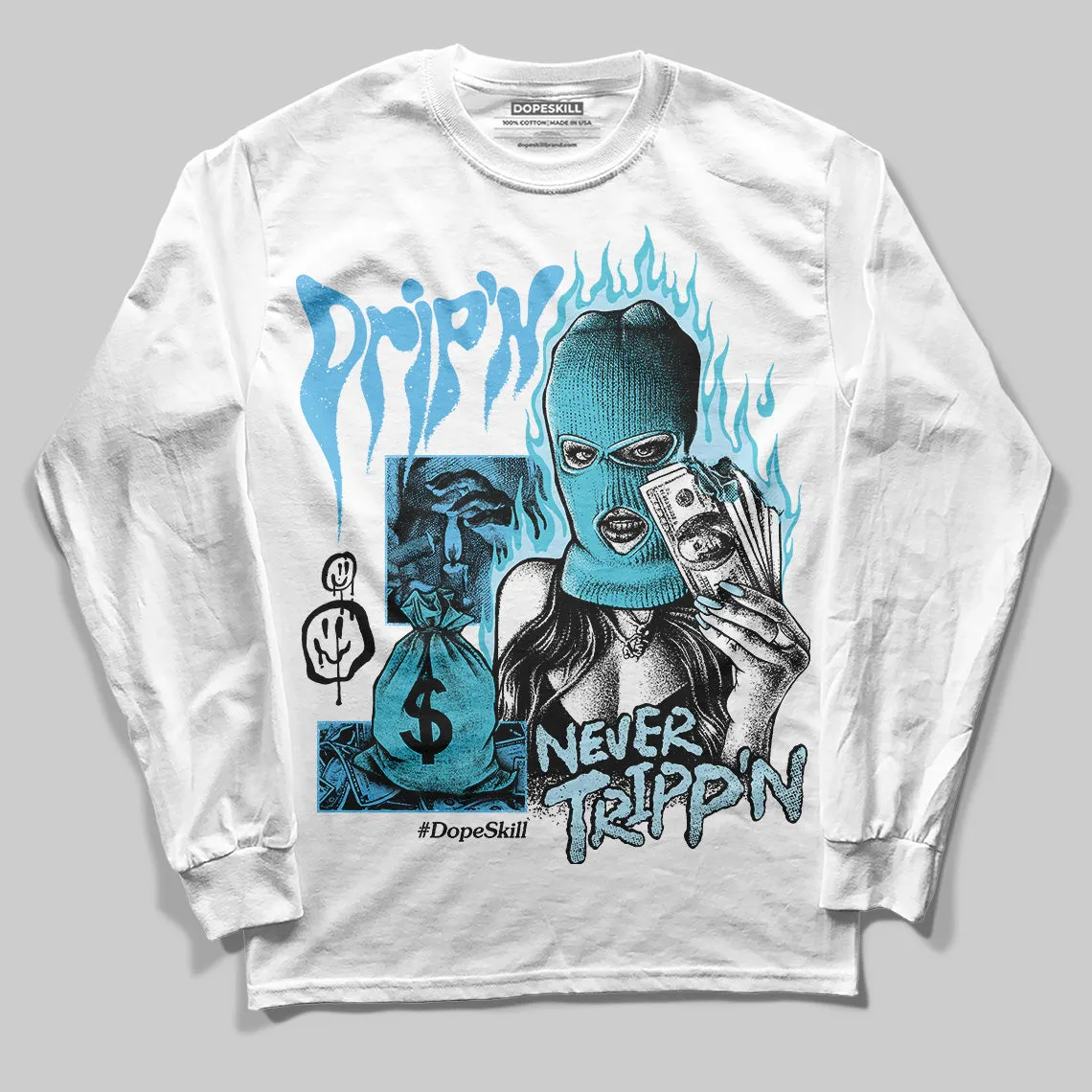 Legend Blue 11s DopeSkill Long Sleeve T-Shirt Drip'n Never Tripp'n Graphic sold by DopeSkill