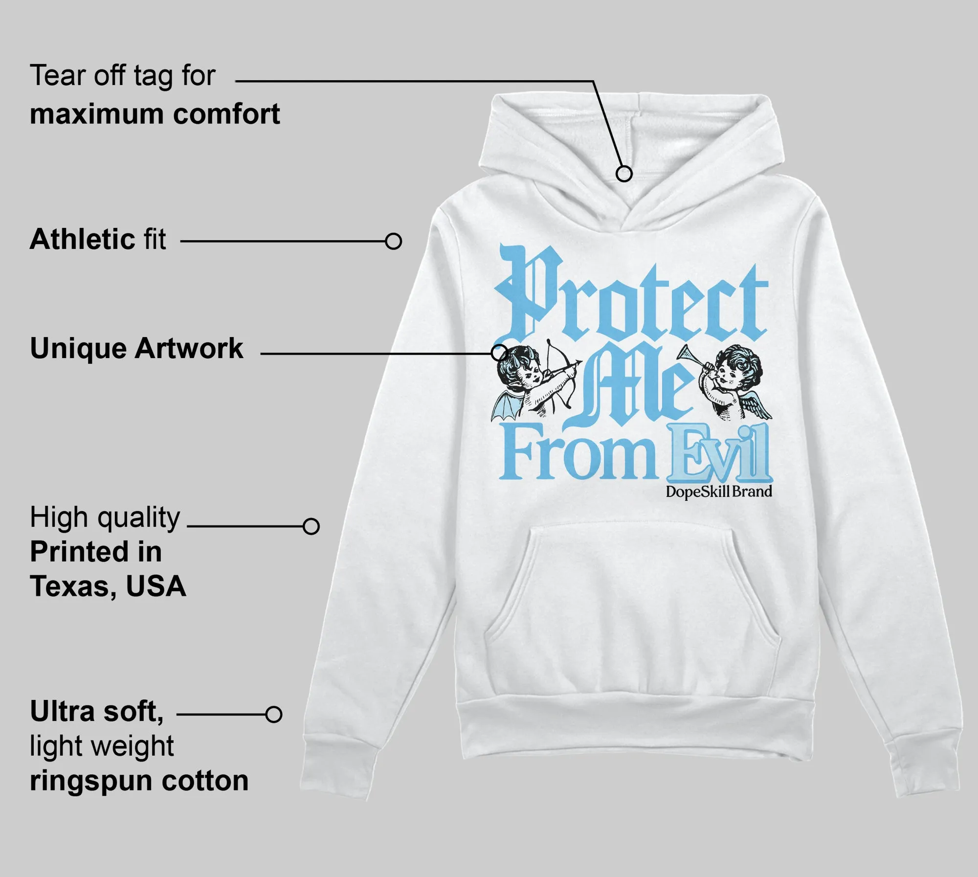 Legend Blue 11s DopeSkill Hoodie Sweatshirt Protect Me From Evil Graphic sold by DopeSkill product image thumbnail 3