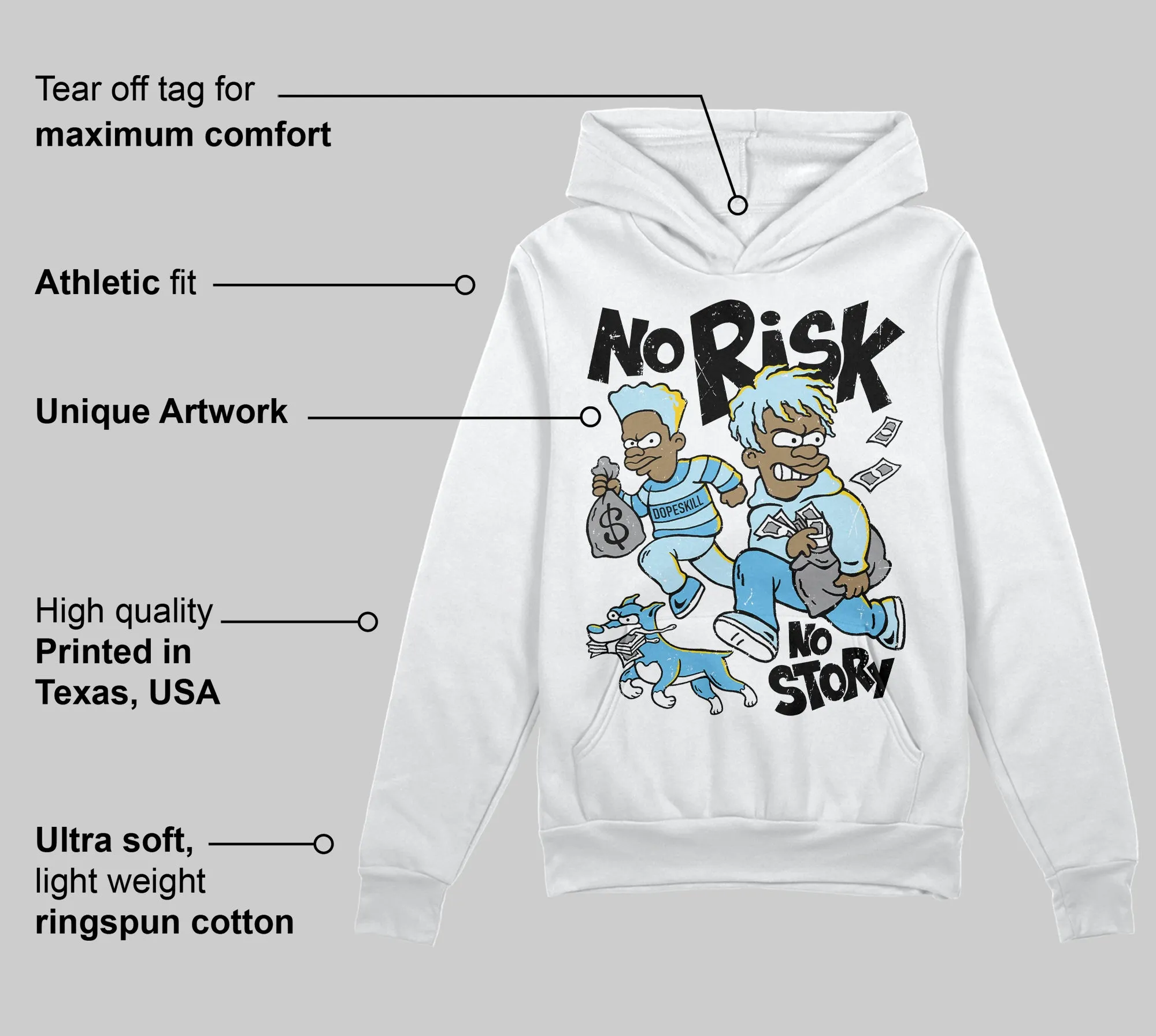 Legend Blue 11s DopeSkill Hoodie Sweatshirt No Risk No Story Graphic sold by DopeSkill product image thumbnail 3