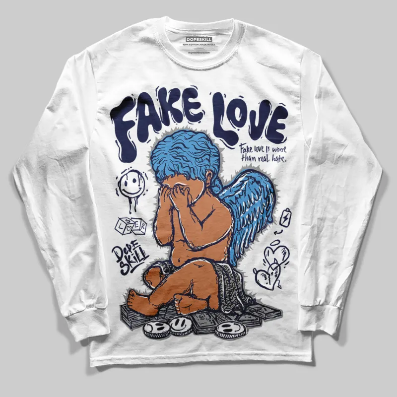 Midnight Navy 3s DopeSkill Long Sleeve T-Shirt New Fake Love Graphic sold by DopeSkill