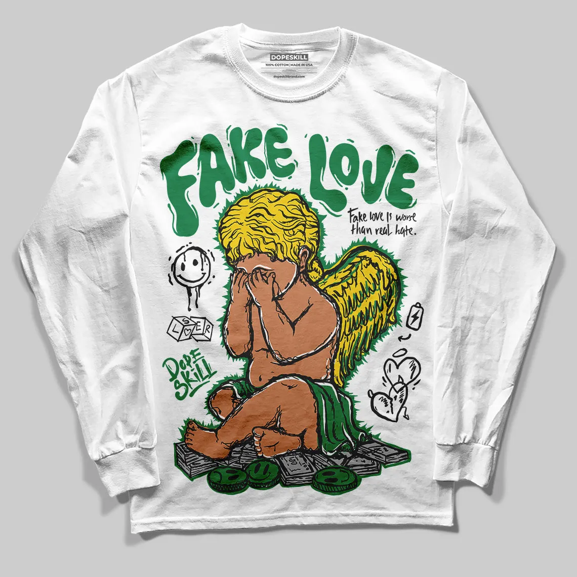 Lucky Green 5s DopeSkill Long Sleeve T-Shirt New Fake Love Graphic sold by DopeSkill