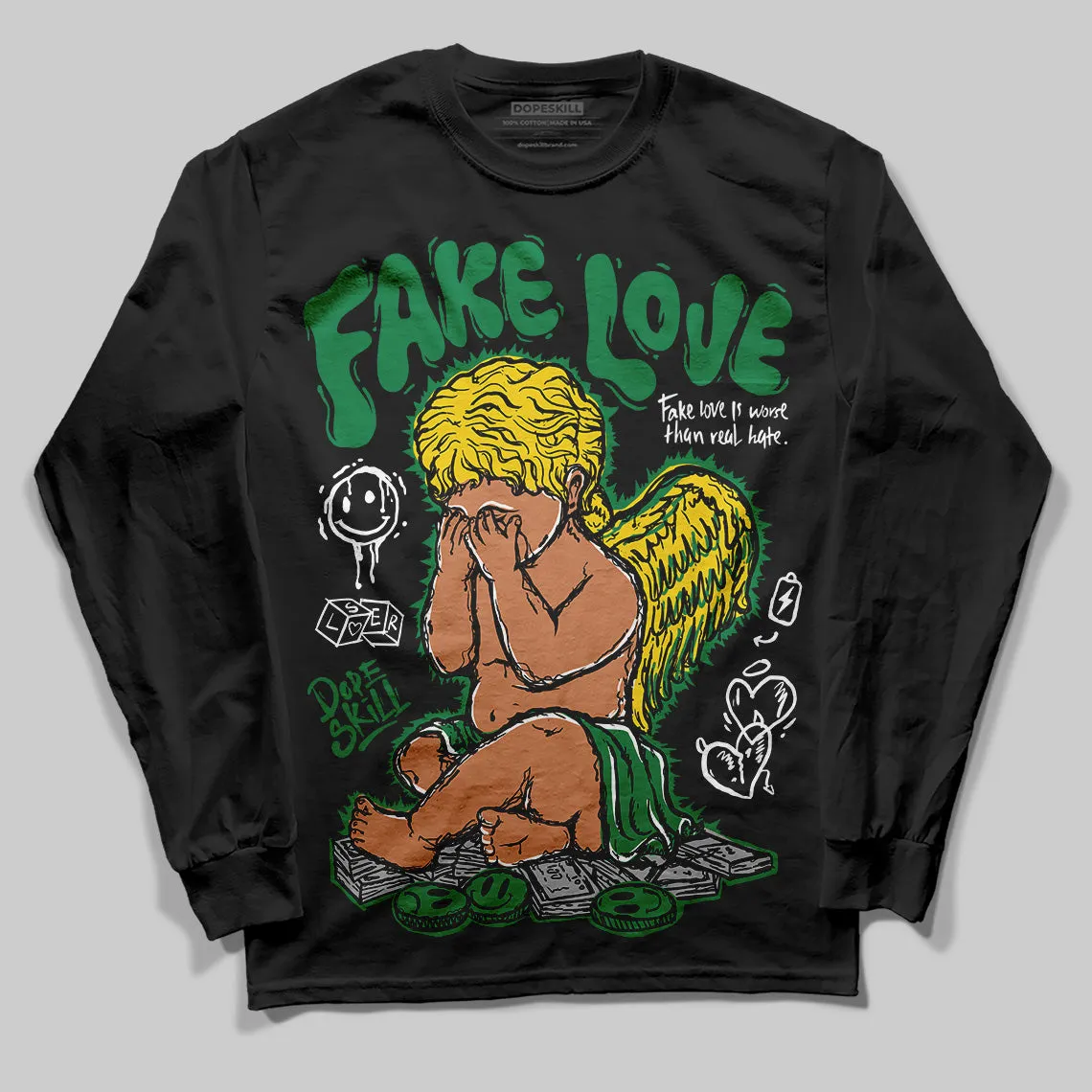 Lucky Green 5s DopeSkill Long Sleeve T-Shirt New Fake Love Graphic sold by DopeSkill product image thumbnail 2