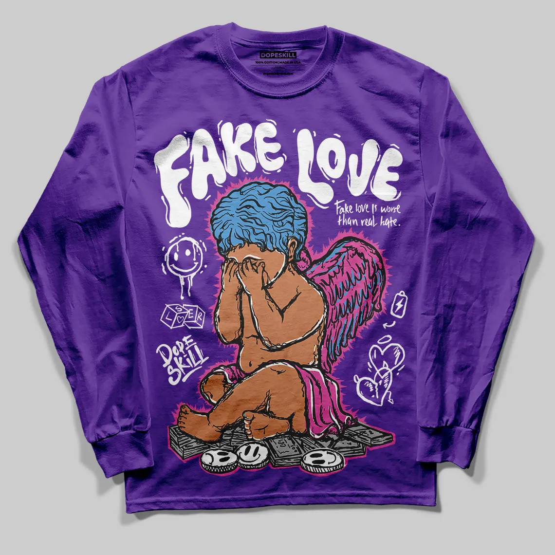 PURPLE Collection DopeSkill Purple Long Sleeve T-Shirt New Fake Love Graphic sold by DopeSkill