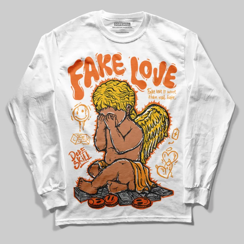 Orange Black White DopeSkill Long Sleeve T-Shirt New Fake Love Graphic sold by DopeSkill