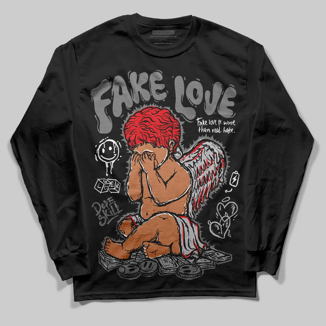 Grey Collection DopeSkill Long Sleeve T-Shirt New Fake Love Graphic sold by DopeSkill product image thumbnail 2