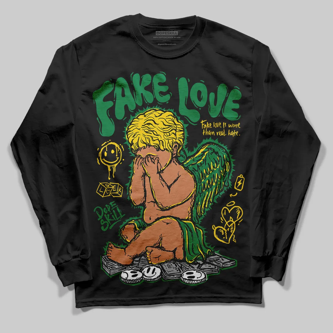 Green Collection DopeSkill Long Sleeve T-Shirt New Fake Love Graphic sold by DopeSkill product image thumbnail 2