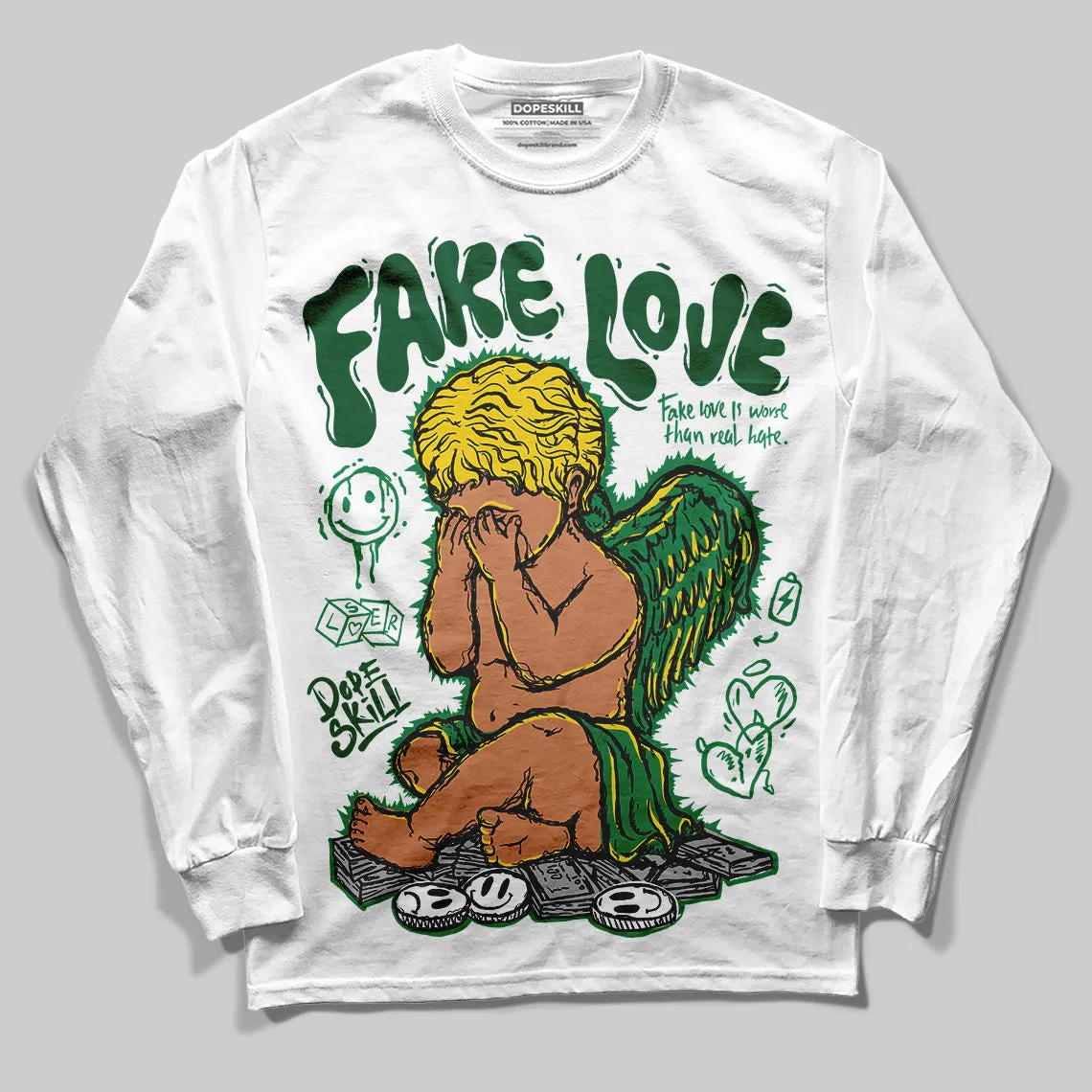 Green Collection DopeSkill Long Sleeve T-Shirt New Fake Love Graphic sold by DopeSkill