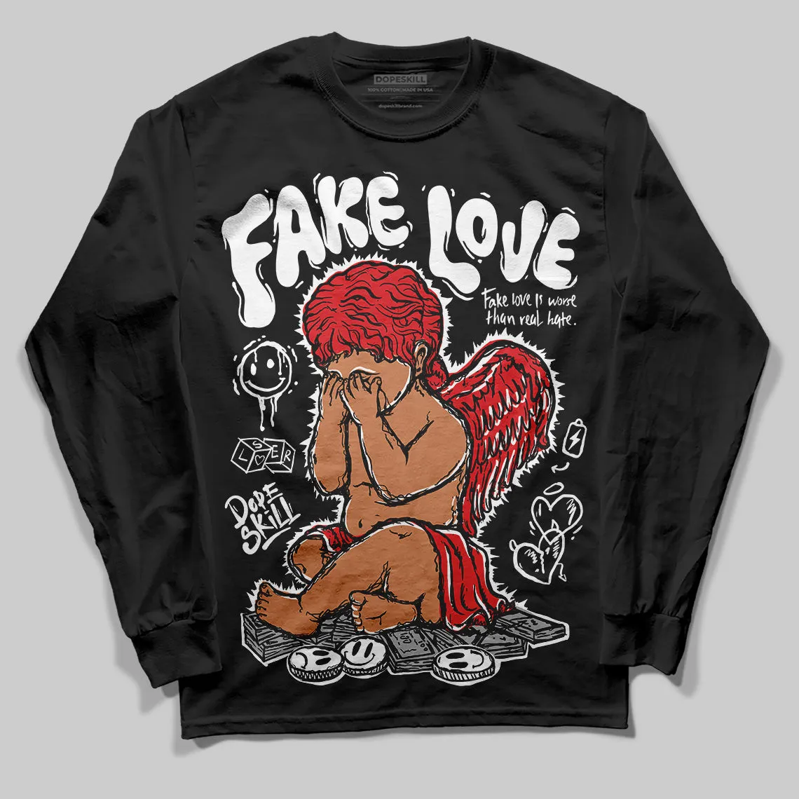 Black and White Collection DopeSkill Long Sleeve T-Shirt New Fake Love Graphic sold by DopeSkill